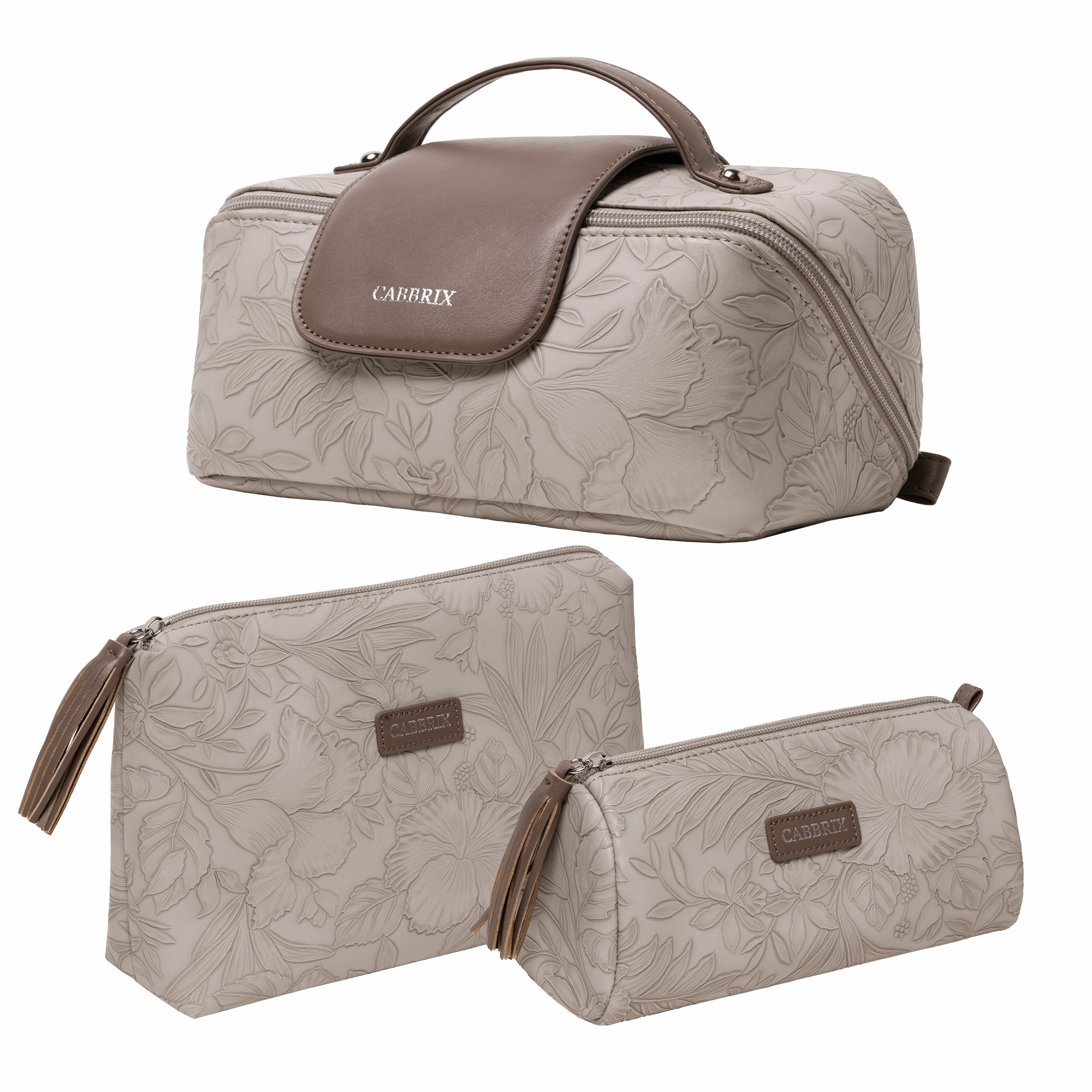 Cabbrix Travel Makeup Bag, 3 Pcs Set Large Capacity Cosmetic Bag, Purple
