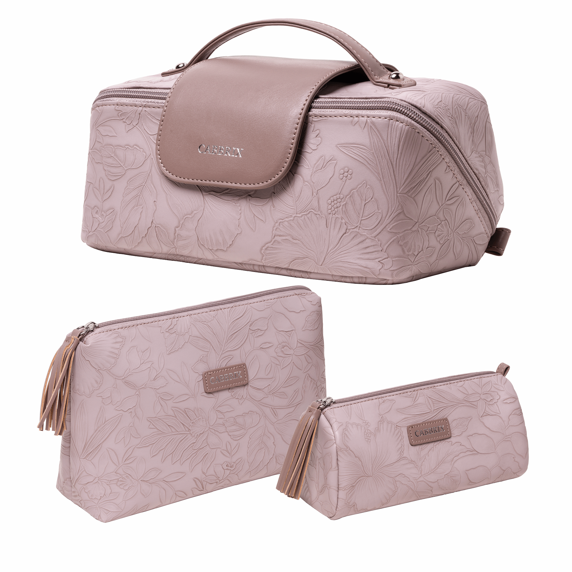 Cabbrix Travel Makeup Bag, 3 Pcs Set Large Capacity Cosmetic Bag, Blue