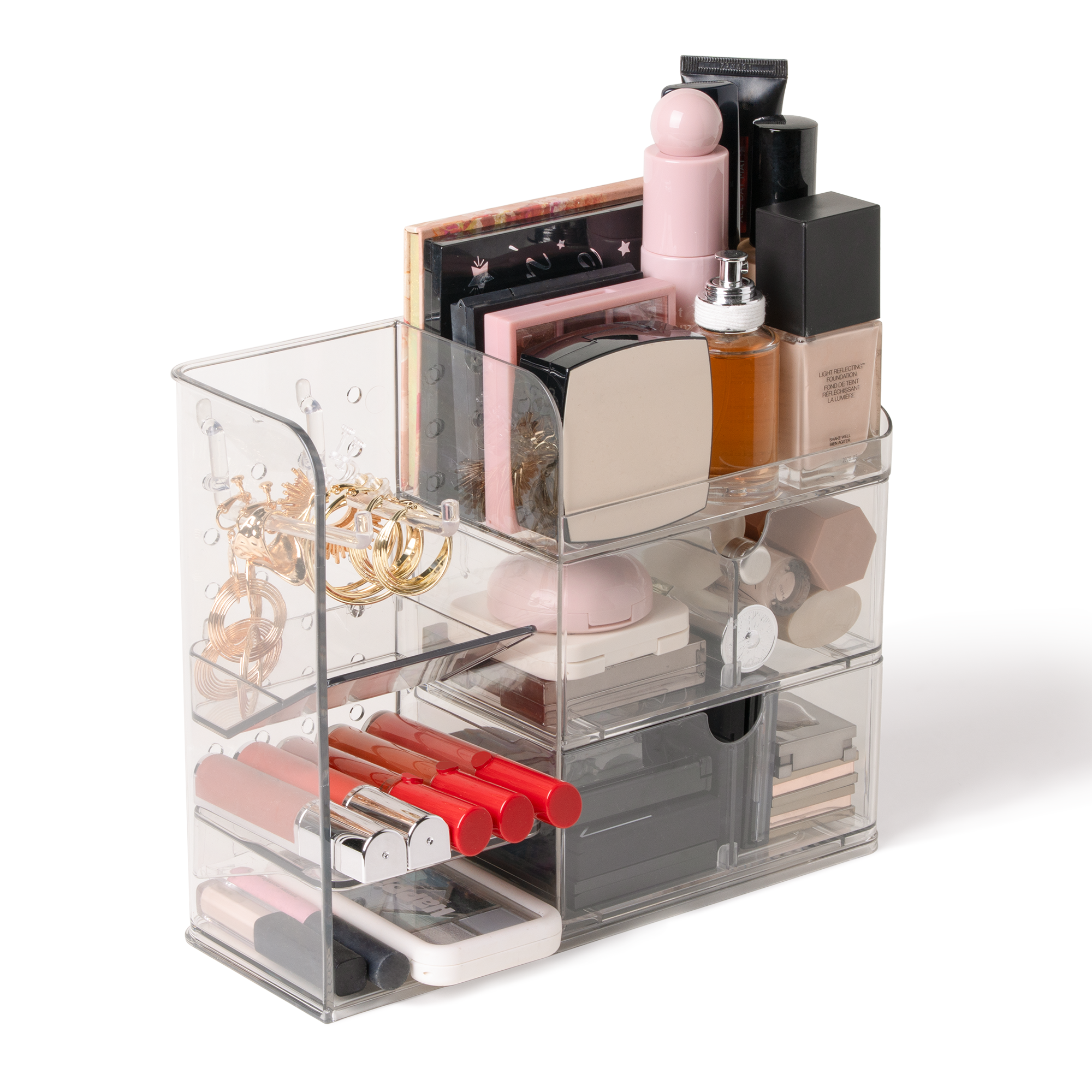 Cabbrix 3 Tier Clear Makeup Organizer, Premium Acrylic Cosmetic Storage for Vanity & Bathroom Countertop