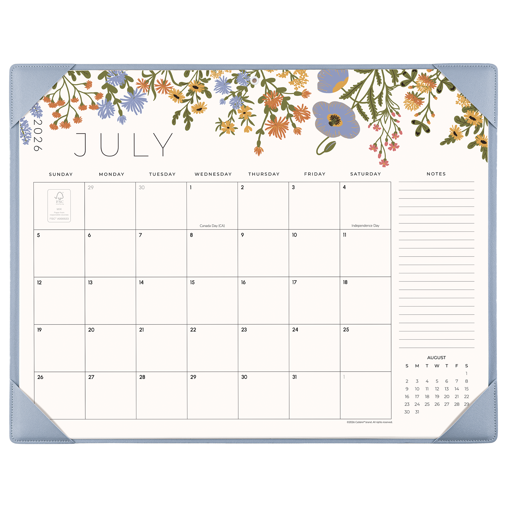 Cabbrix 2026-27 Desk Calendar, 21"L×17"W, Summer Trace, Apricot