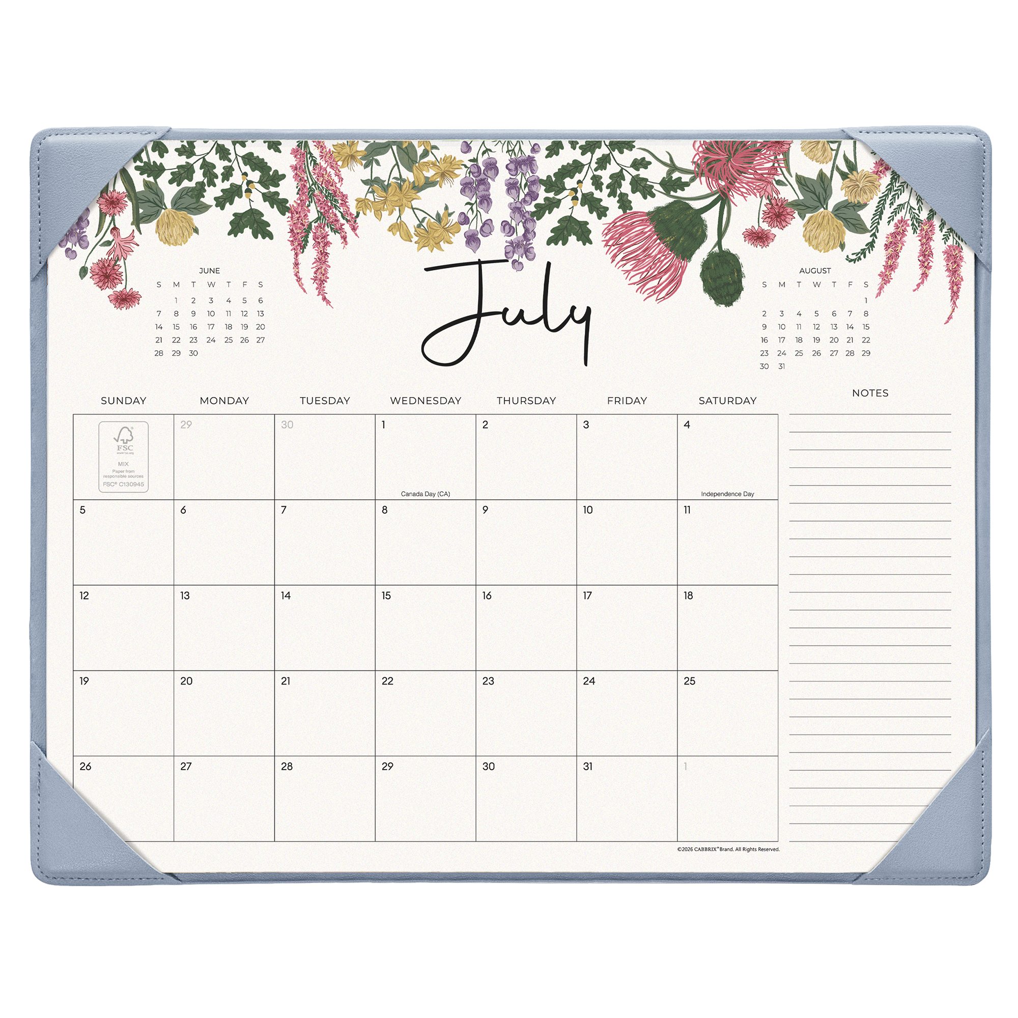 Cabbrix 2026-27 Desk Calendar, 15"L×12"W, Vine Poem, Apricot