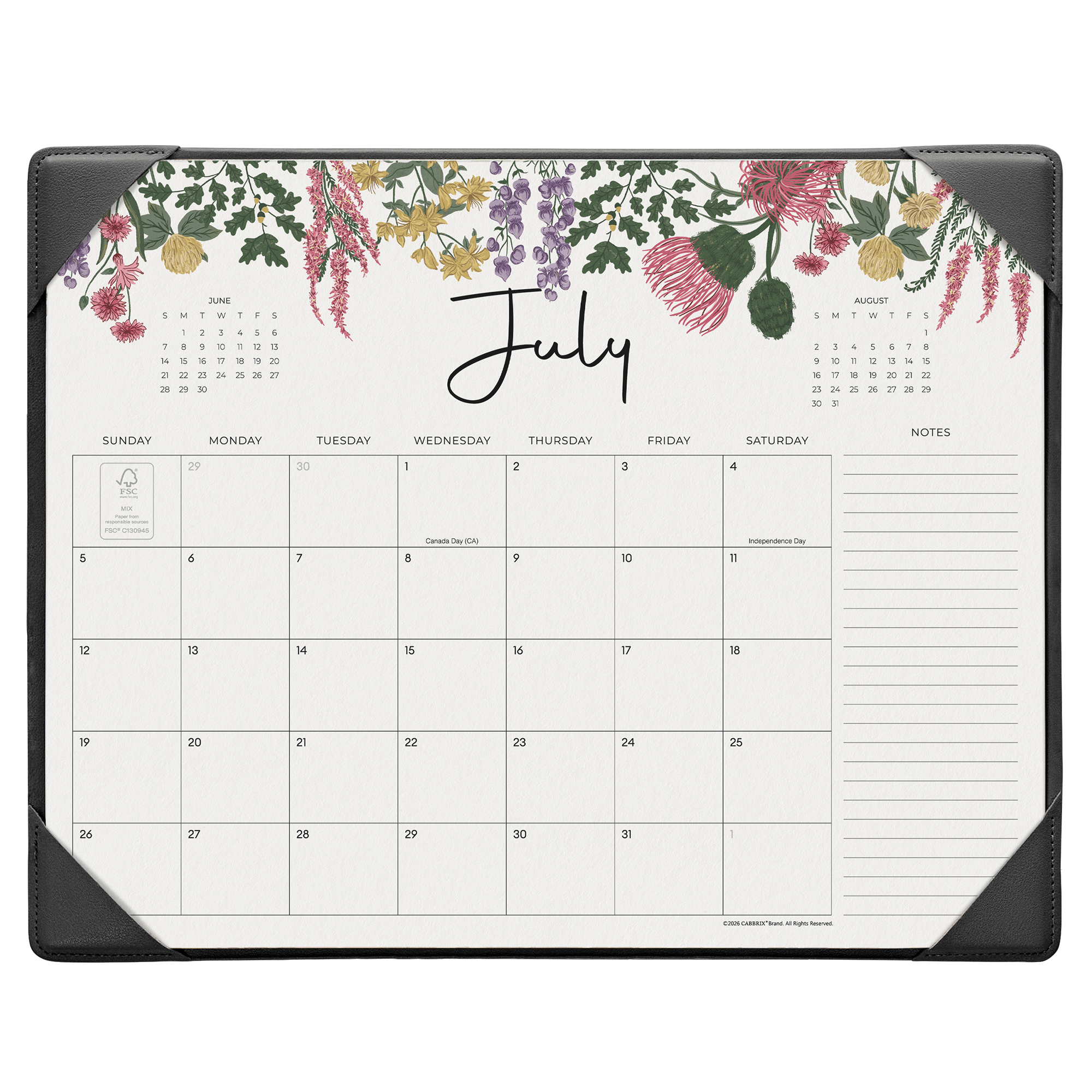 Cabbrix 2026-27 Desk Calendar, 15"L×12"W, Vine Poem, Apricot