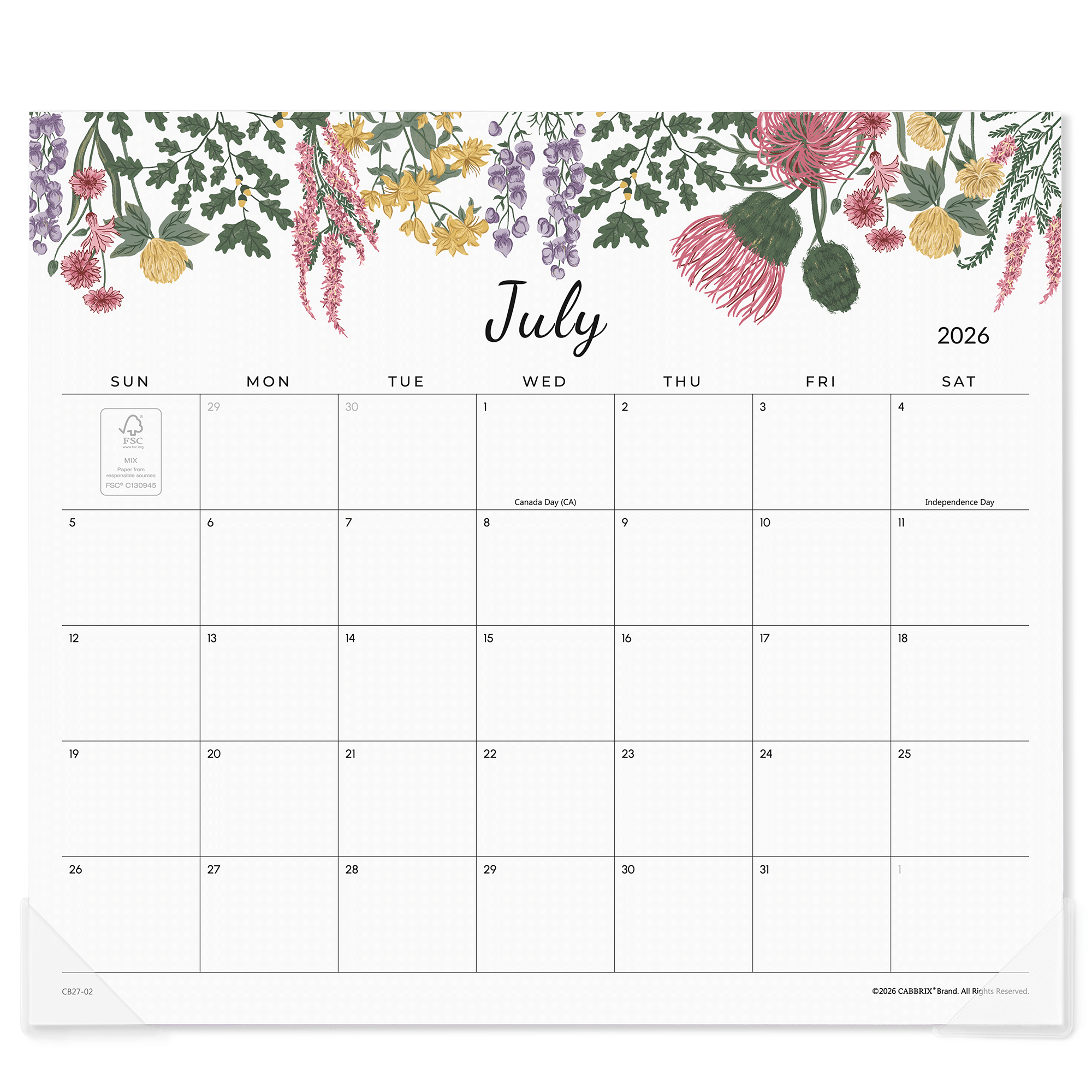 Cabbrix 2026-27 Magnetic Calendar for Fridge, 13"L×12"W, Vine Poem