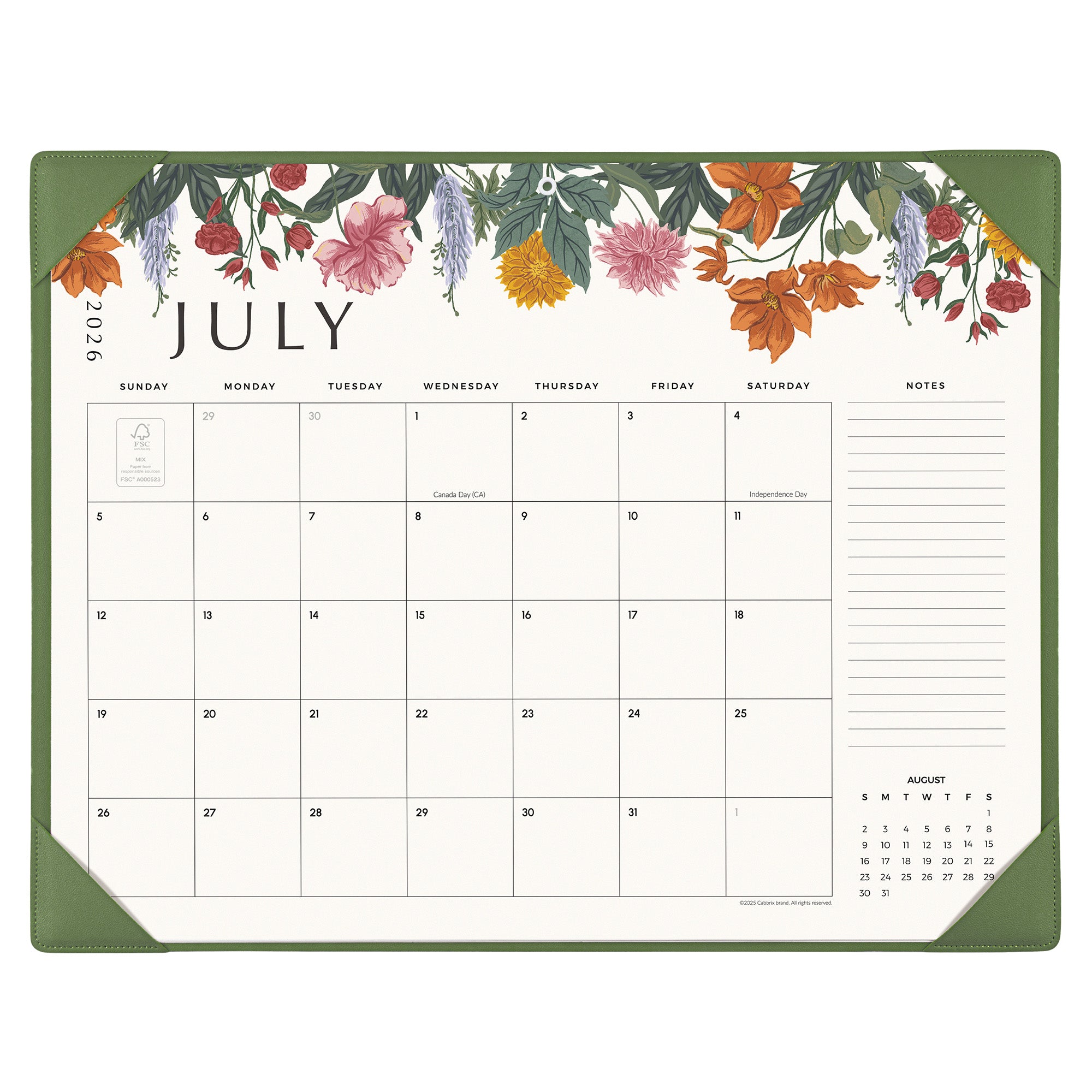 Cabbrix 2026-27 Desk Calendar, 21"L×17"W, Vine Poem, Blue