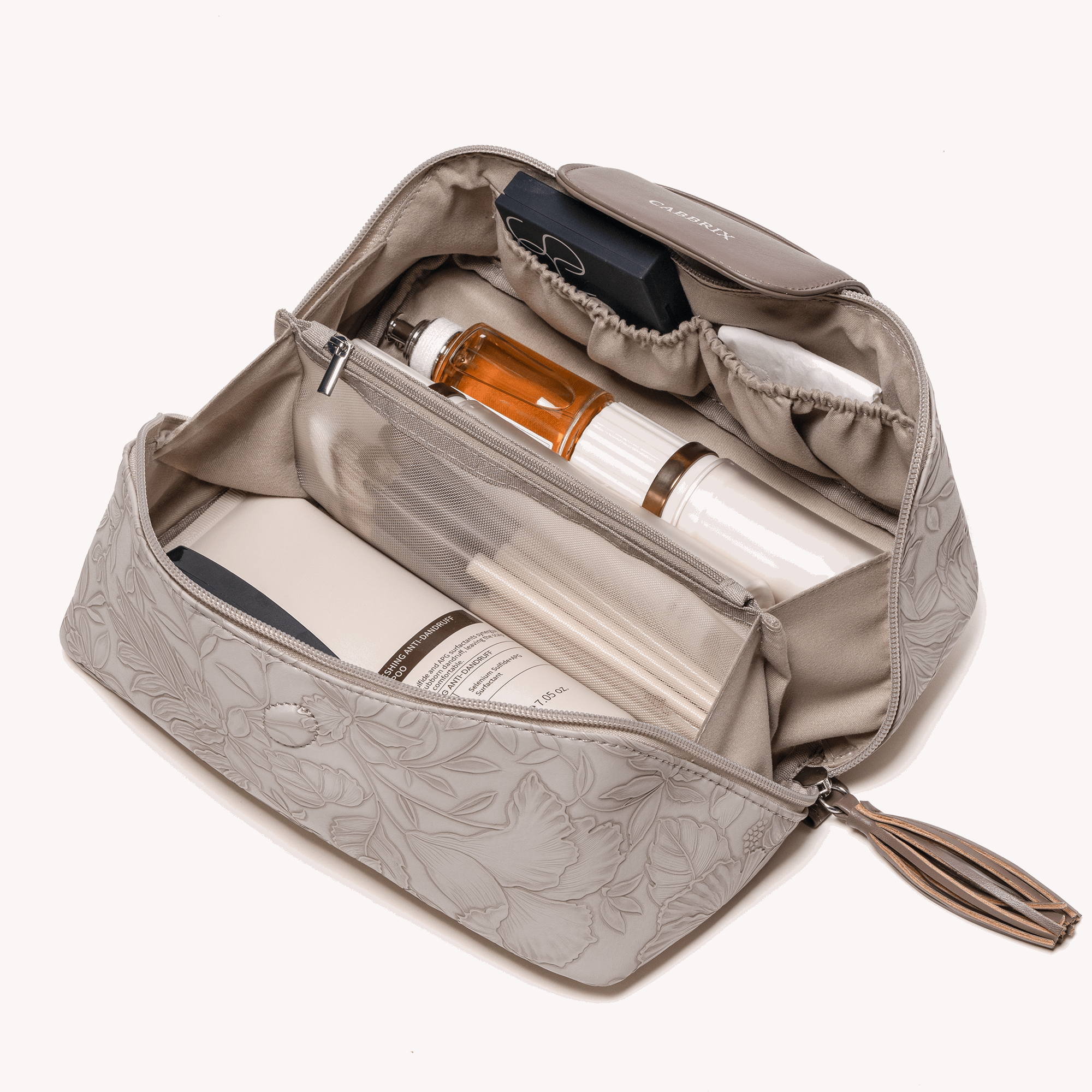 Cabbrix Travel Makeup Bag, 3 Pcs Set Large Capacity Cosmetic Bag, Apricot