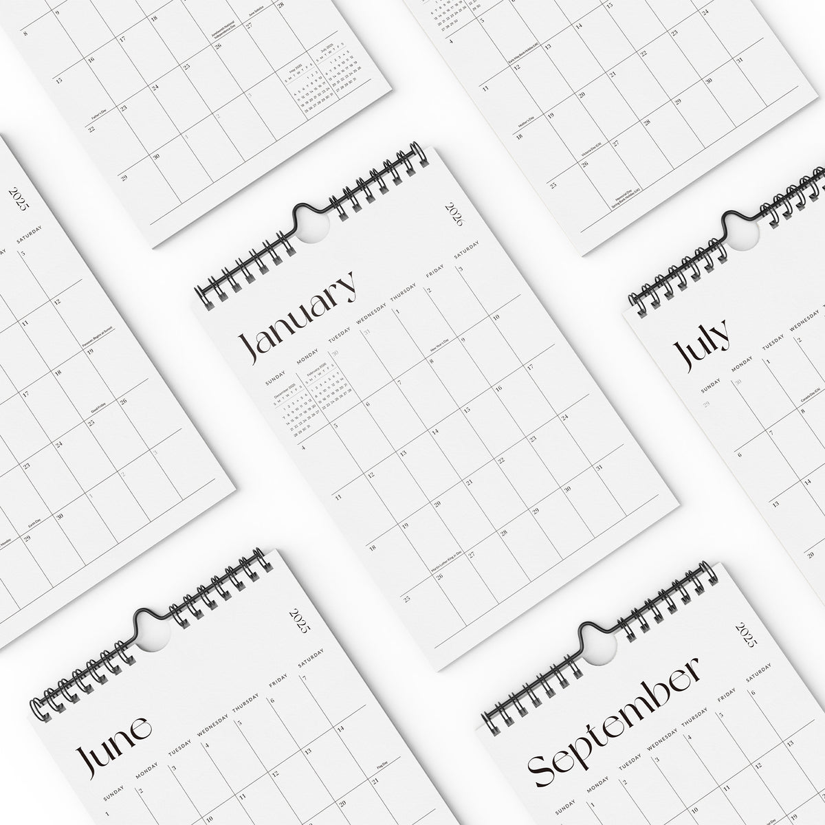 Cabbrix 2027-2028 Wall Calendar, Twin-Wire Binding, 6"L×9"W, Simple Design