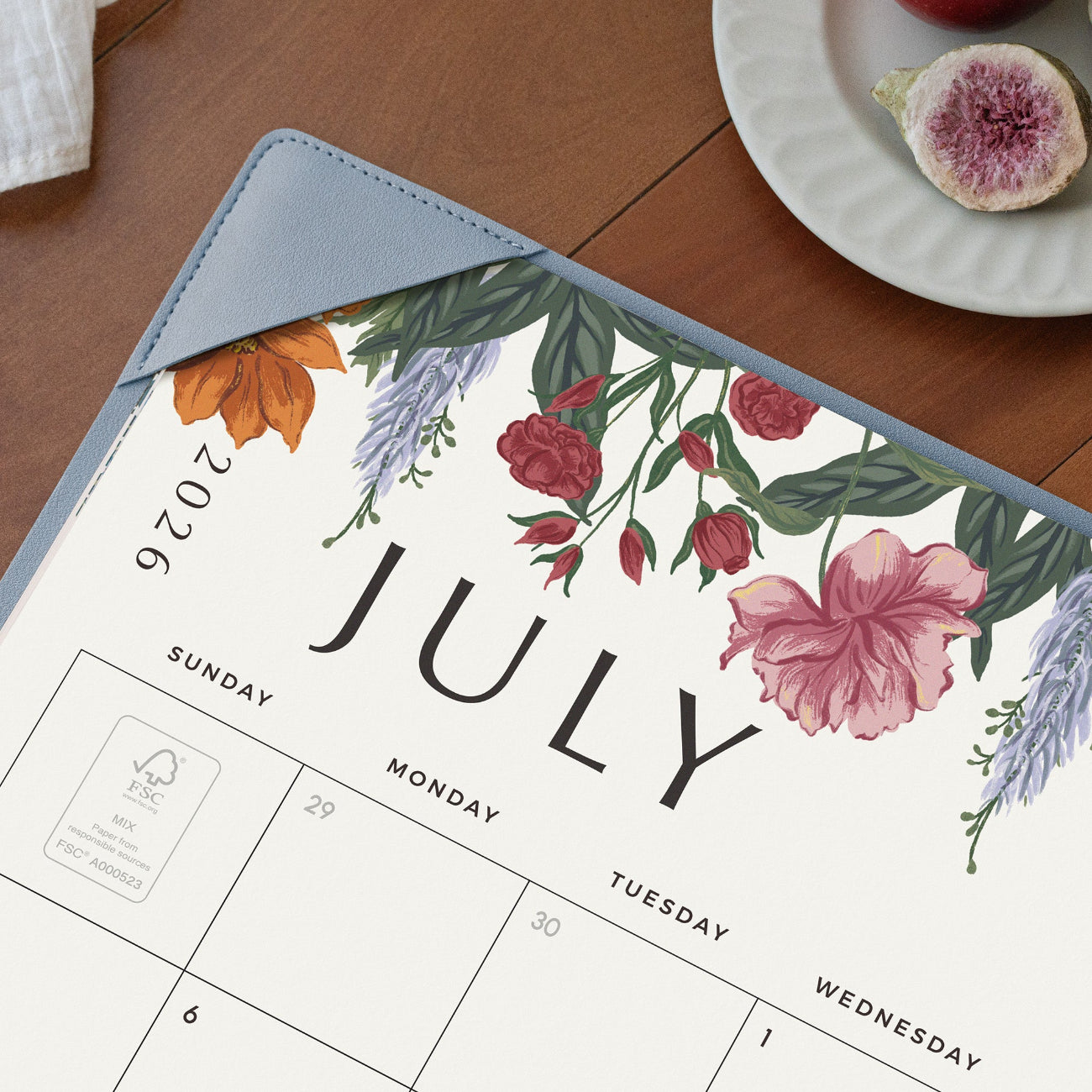 Cabbrix 2026-27 Desk Calendar, 21"L×17"W, Vine Poem, Blue