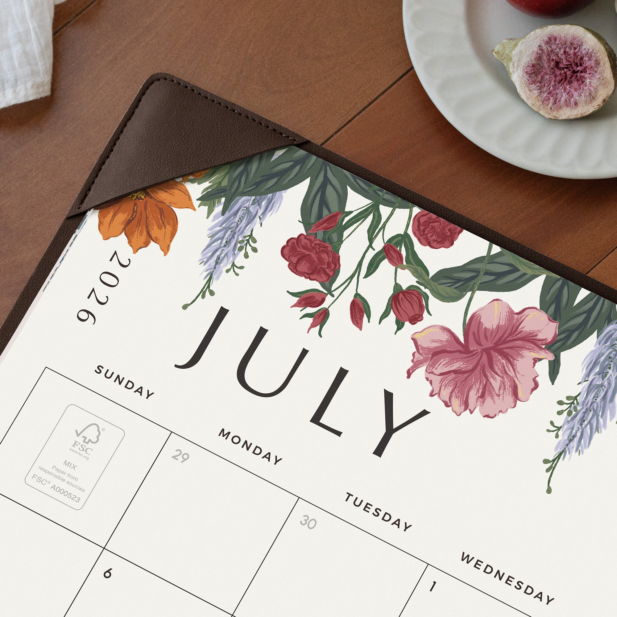 Cabbrix 2026-27 Desk Calendar, 21"L×17"W, Vine Poem, Black
