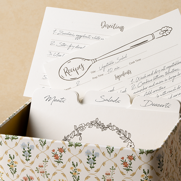 Cabbrix Stylish Recipe Box with Cards, Flowing Gleam