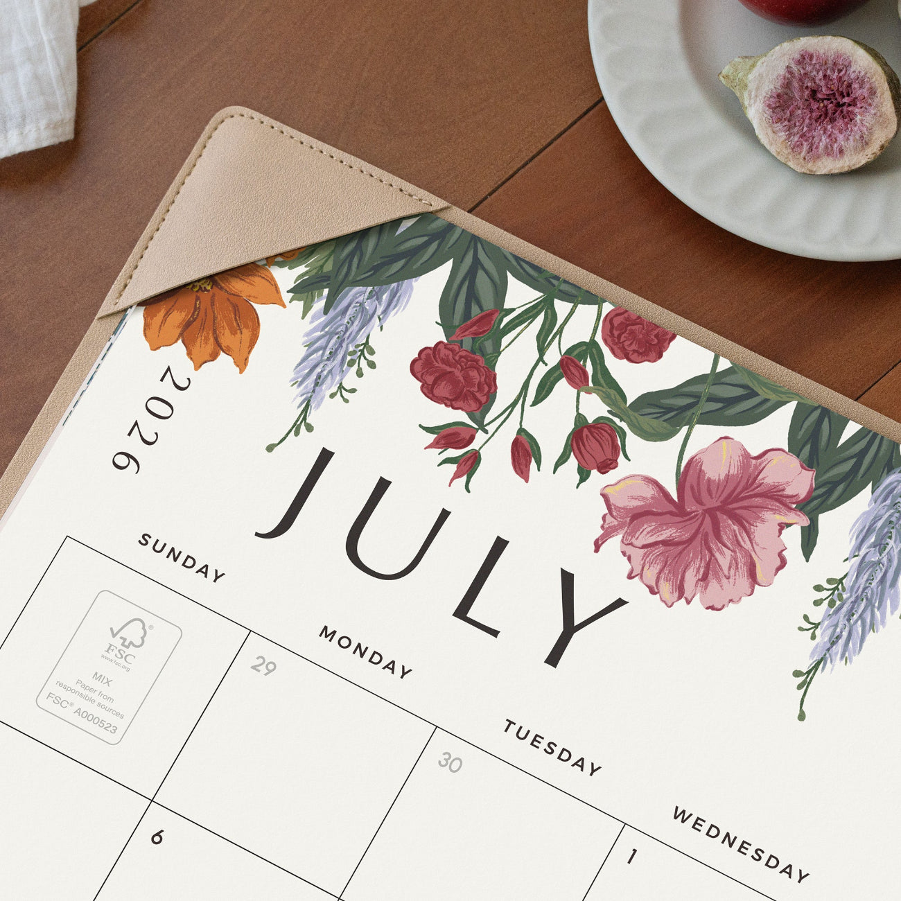 Cabbrix 2026-27 Desk Calendar, 21"L×17"W, Vine Poem, Apricot