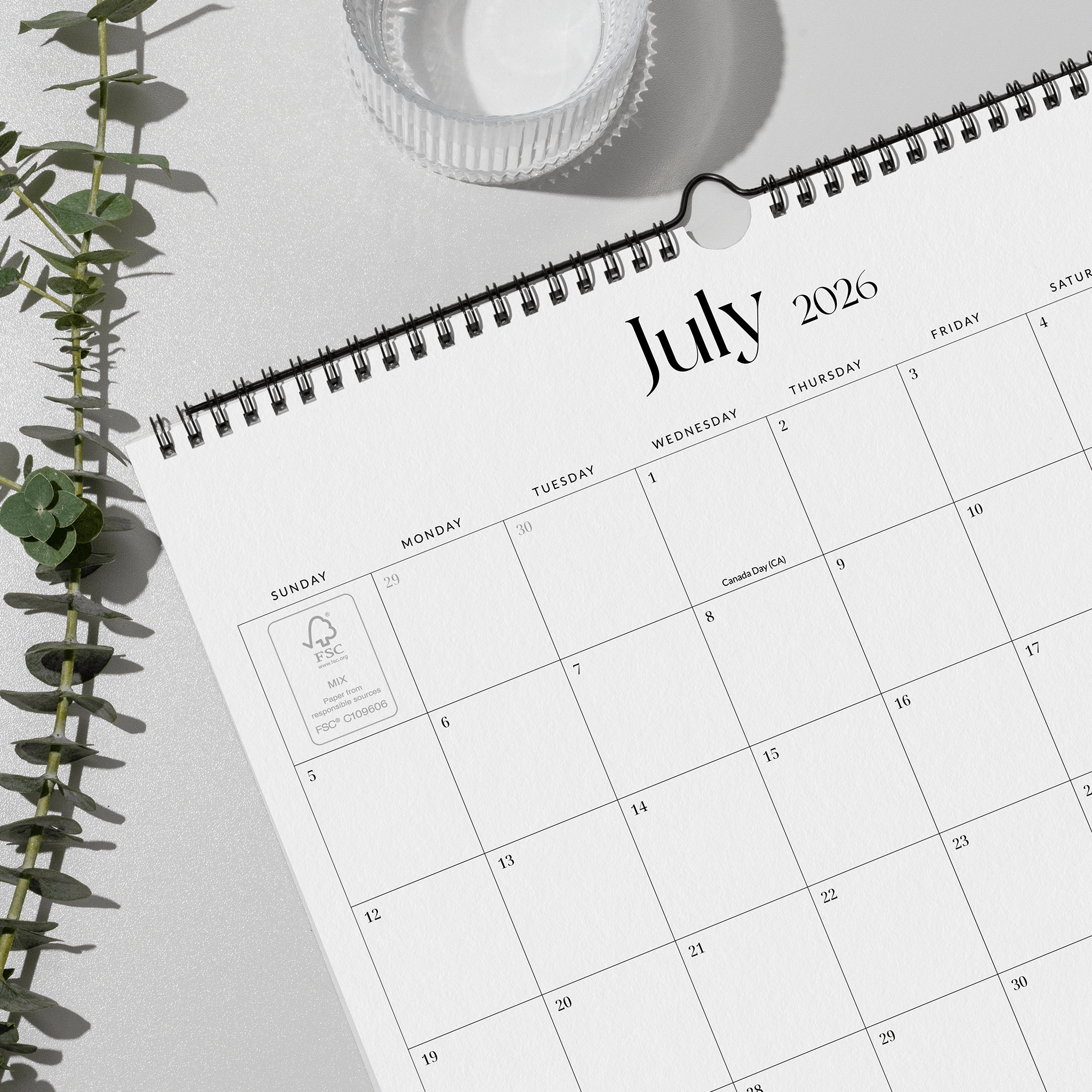 Cabbrix 2026-27 Wall Calendar, Twin-Wire Binding, 15"L×12"W, Simple Design