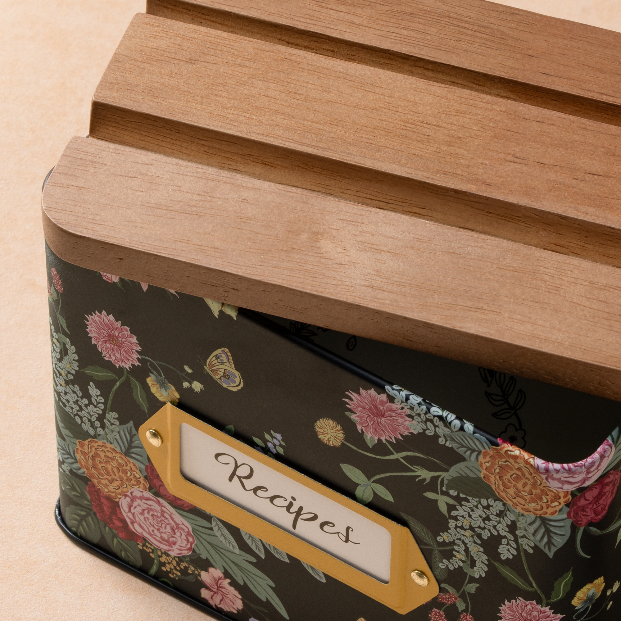 Cabbrix Stylish Recipe Box with Cards, Dahlias