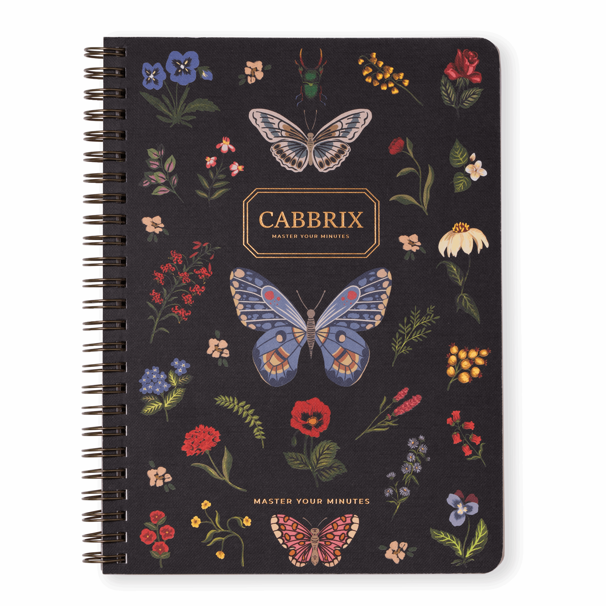 Cabbrix Spiral Notebook, Black Poppy
