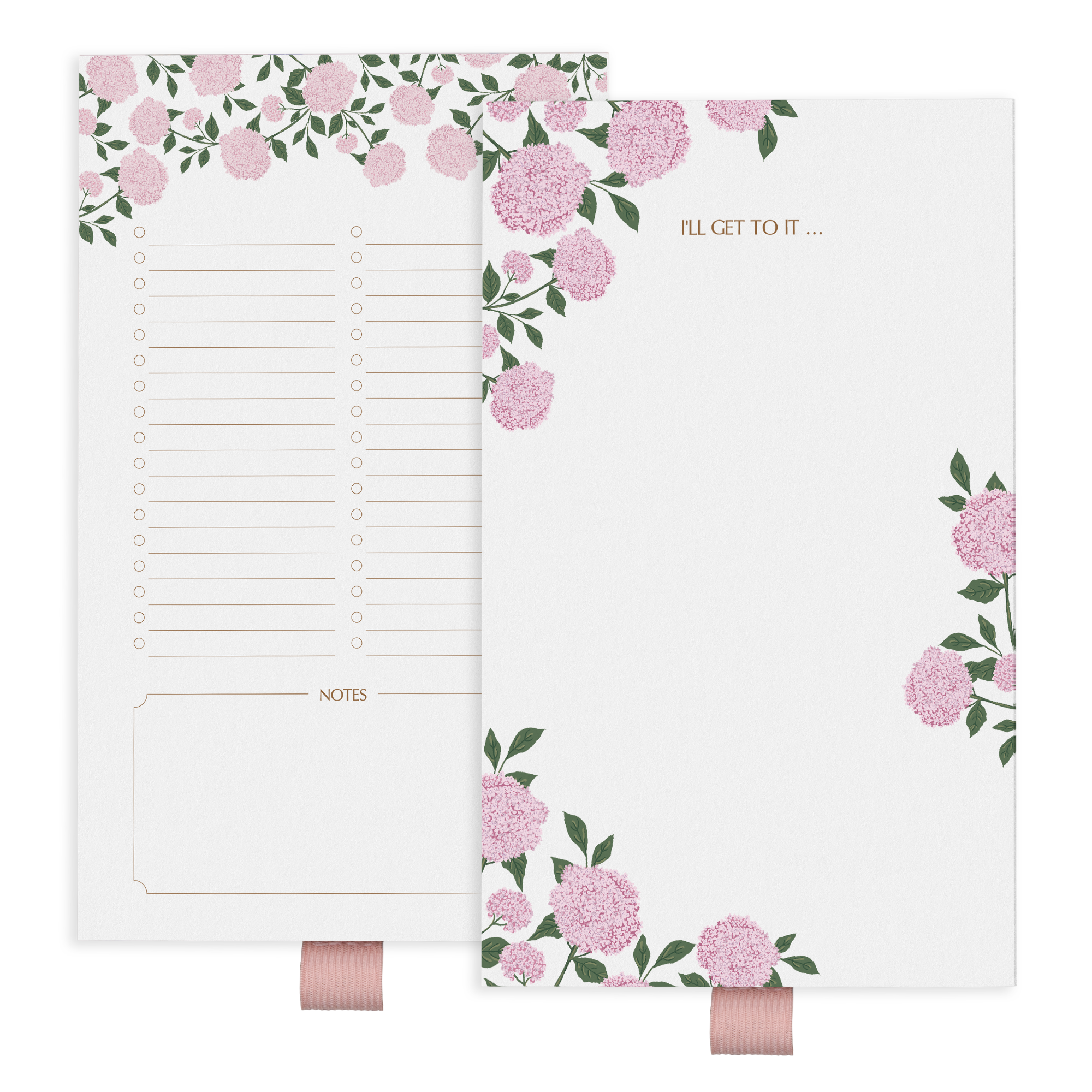 Cabbrix Magnetic Notepads for Fridge, Floral Design, Pink