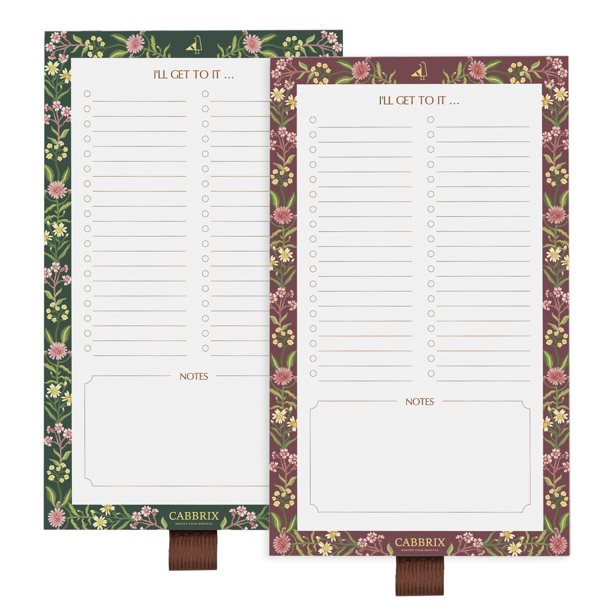 Cabbrix Magnetic Notepads for Fridge, Floral Design, Vine