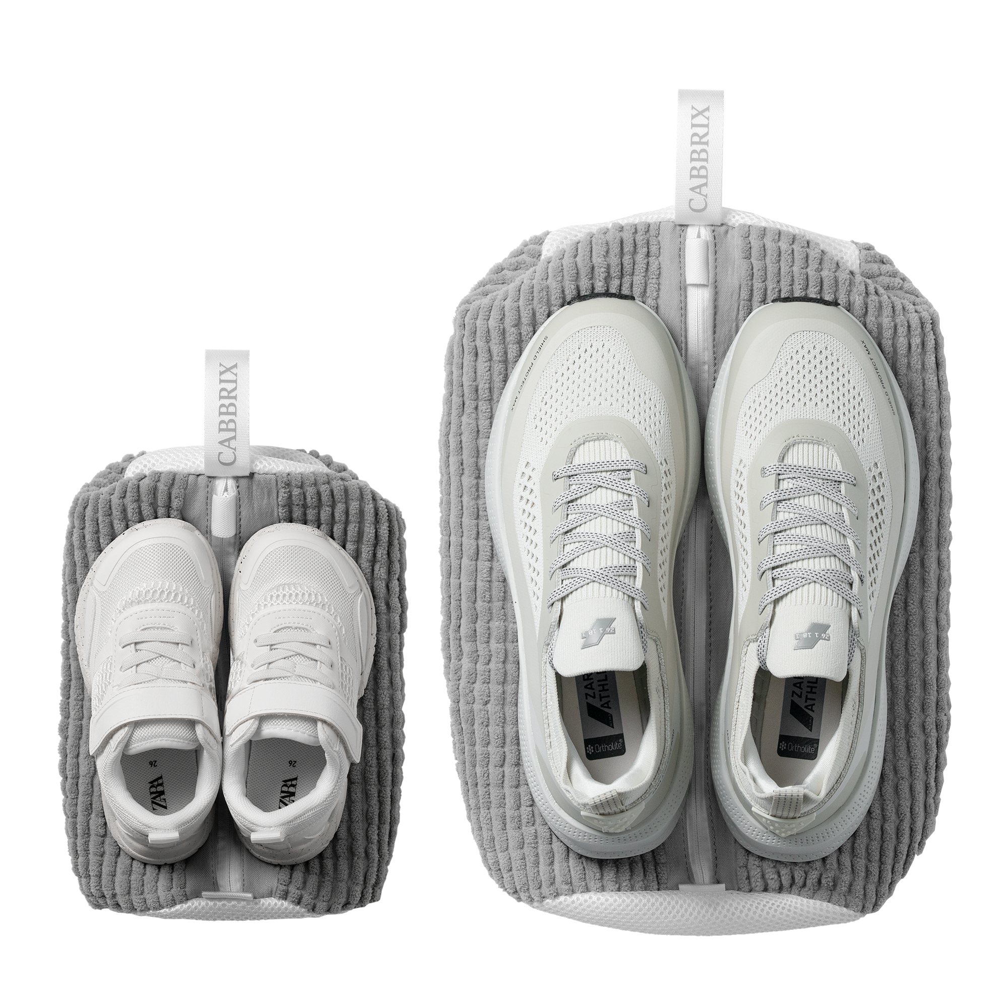 Cabbirx Shoe Washing Machine Bag 2pcs, Medium Size for Kids, Gray