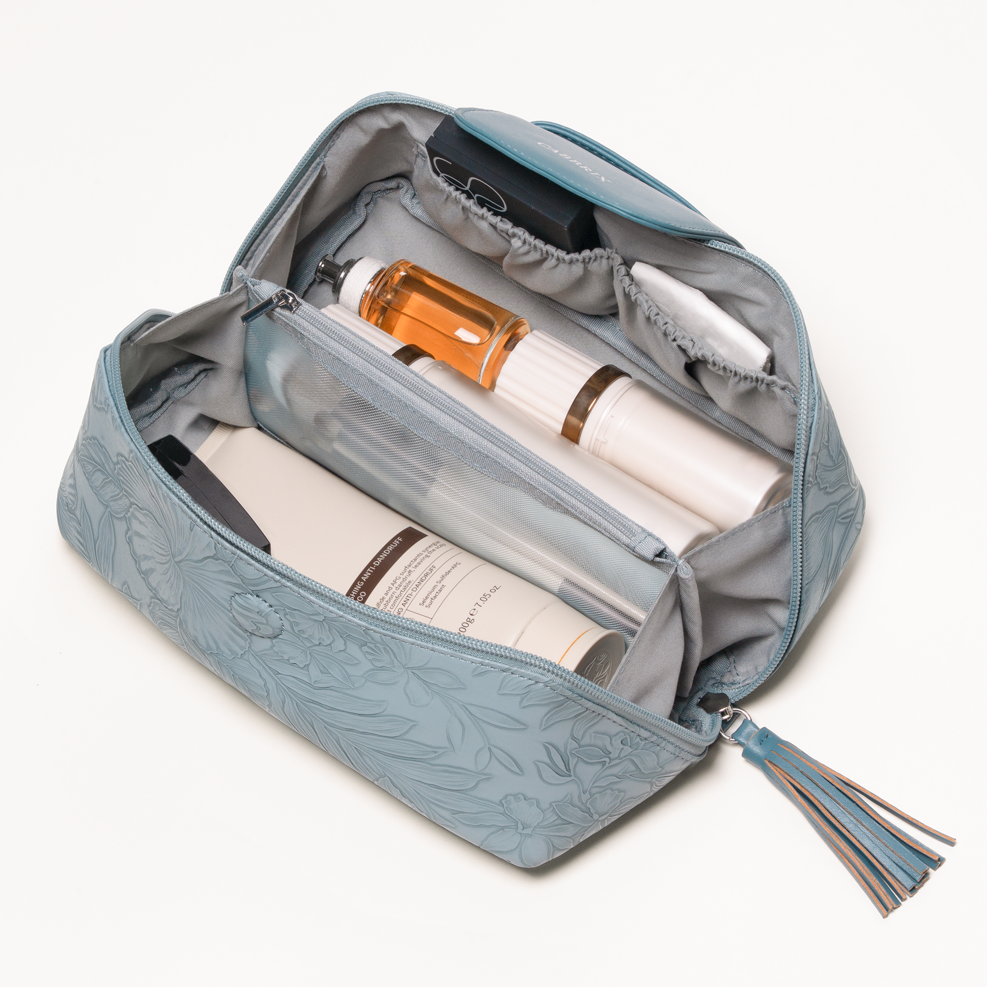Cabbrix Travel Makeup Bag, 3 Pcs Set Large Capacity Cosmetic Bag, Blue
