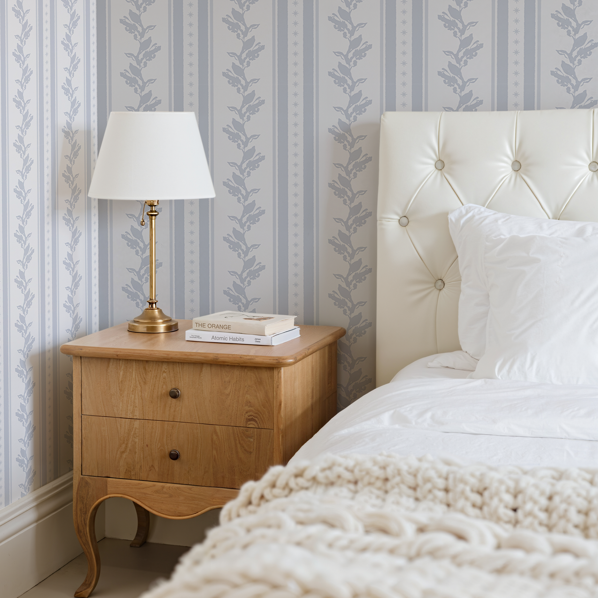 Cabbrix Waterproof Peel Stick Floral Wallpaper, Frost Grain