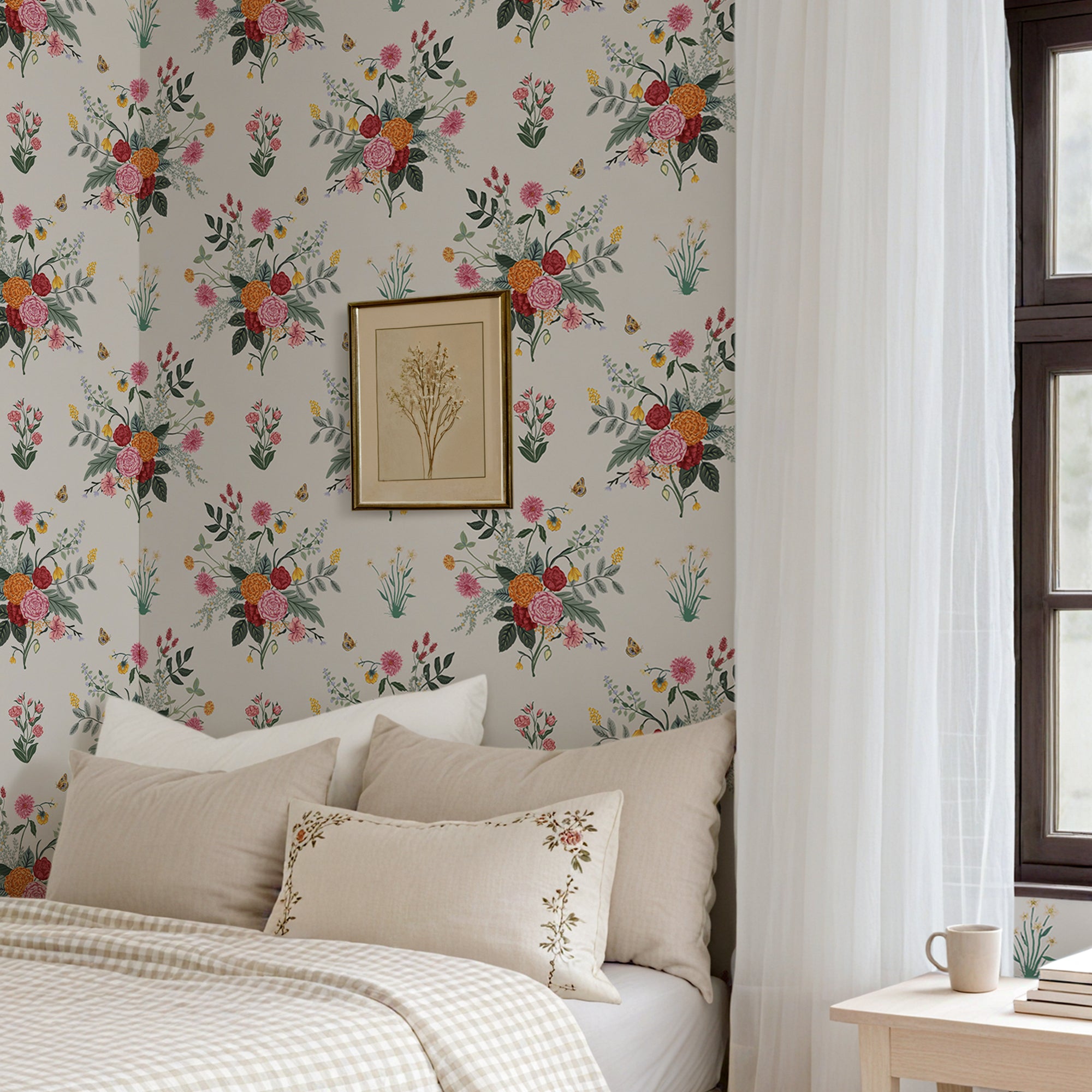 Cabbrix Waterproof Peel Stick Floral Wallpaper, Radiance Bloom
