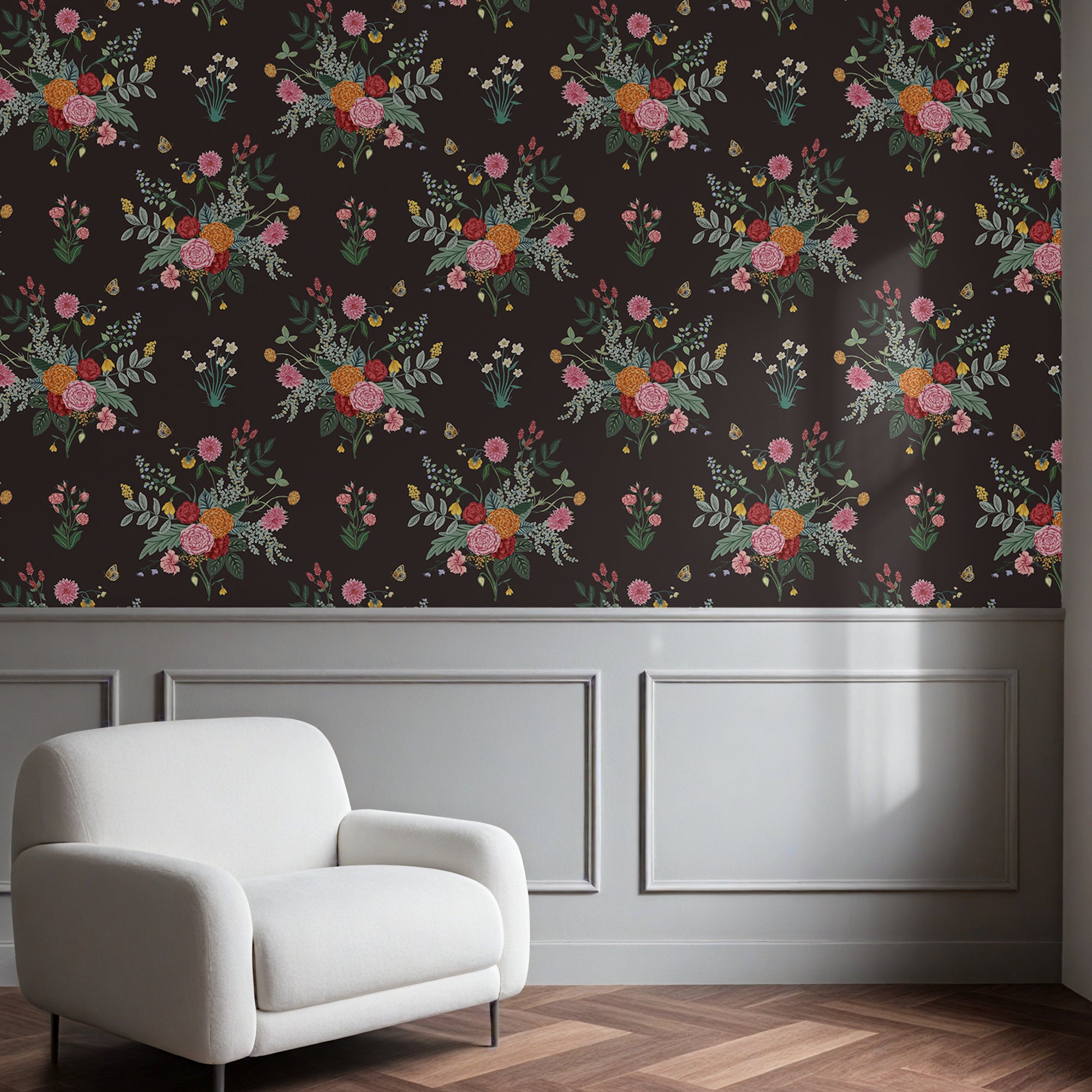 Cabbrix Waterproof Peel Stick Floral Wallpaper, Shade Bloom