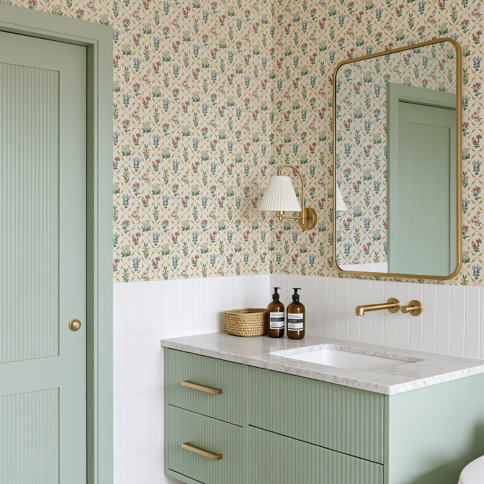 Cabbrix Waterproof Peel Stick Floral Wallpaper, Flowing Gleam