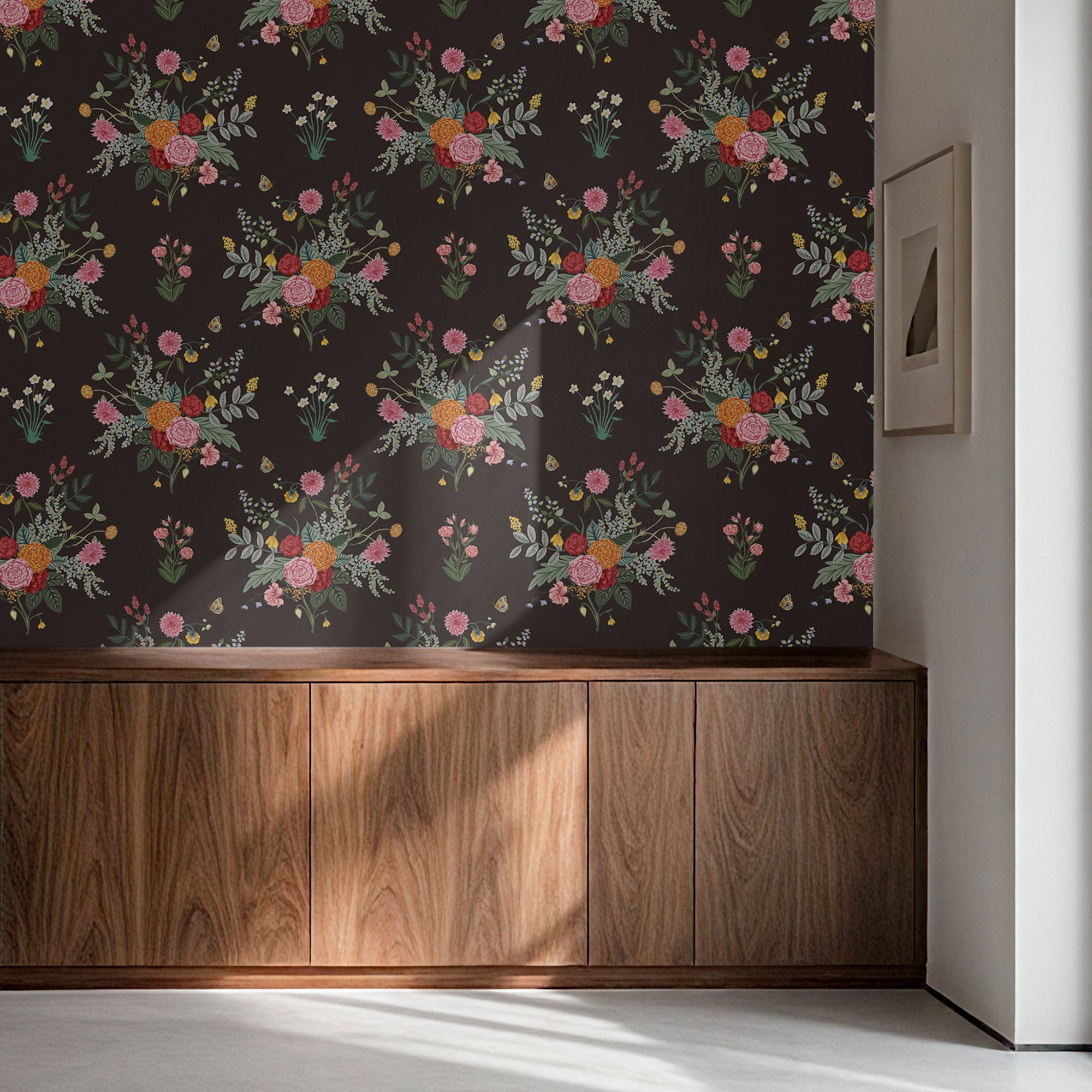 Cabbrix Waterproof Peel Stick Floral Wallpaper, Shade Bloom