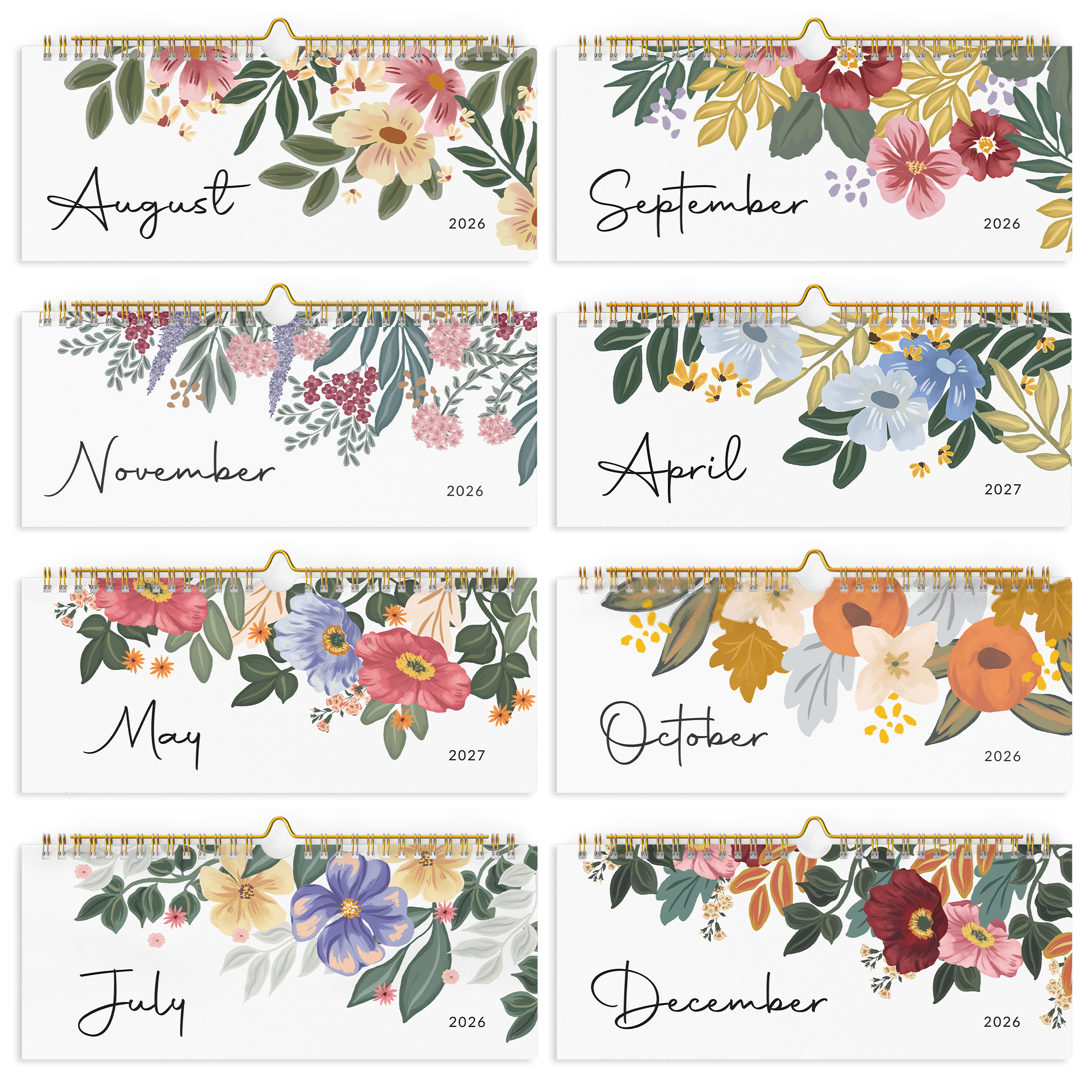 Cabbrix 2026-27 Wall Calendar, Twin-Wire Binding, 12"L×15"W, Bloom Chronicles