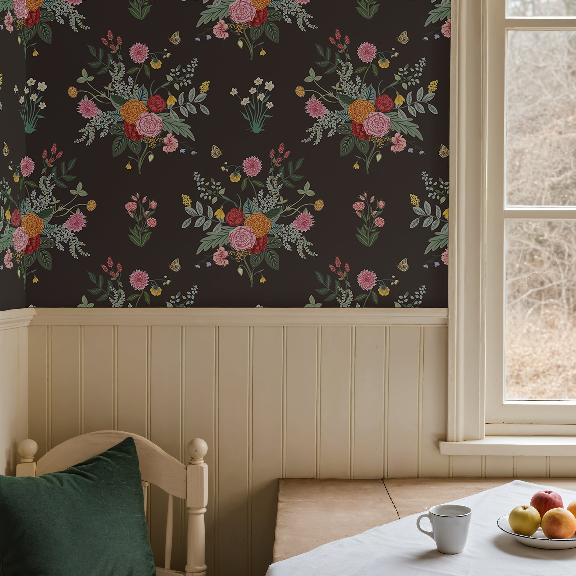 Cabbrix Waterproof Peel Stick Floral Wallpaper, Shade Bloom