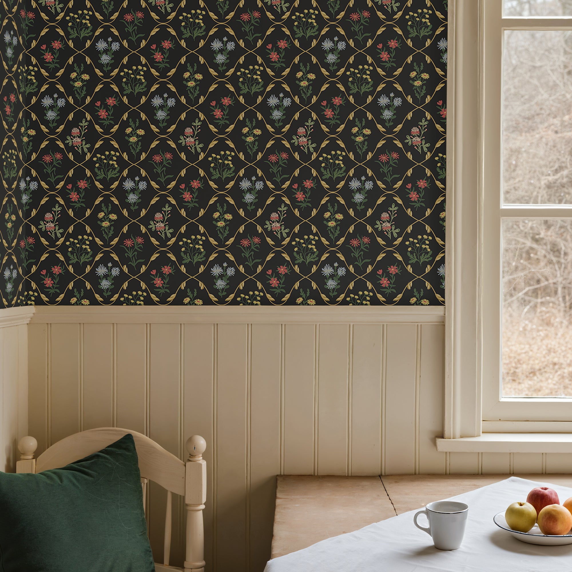 Cabbrix Waterproof Peel Stick Floral Wallpaper, Flowing Shade