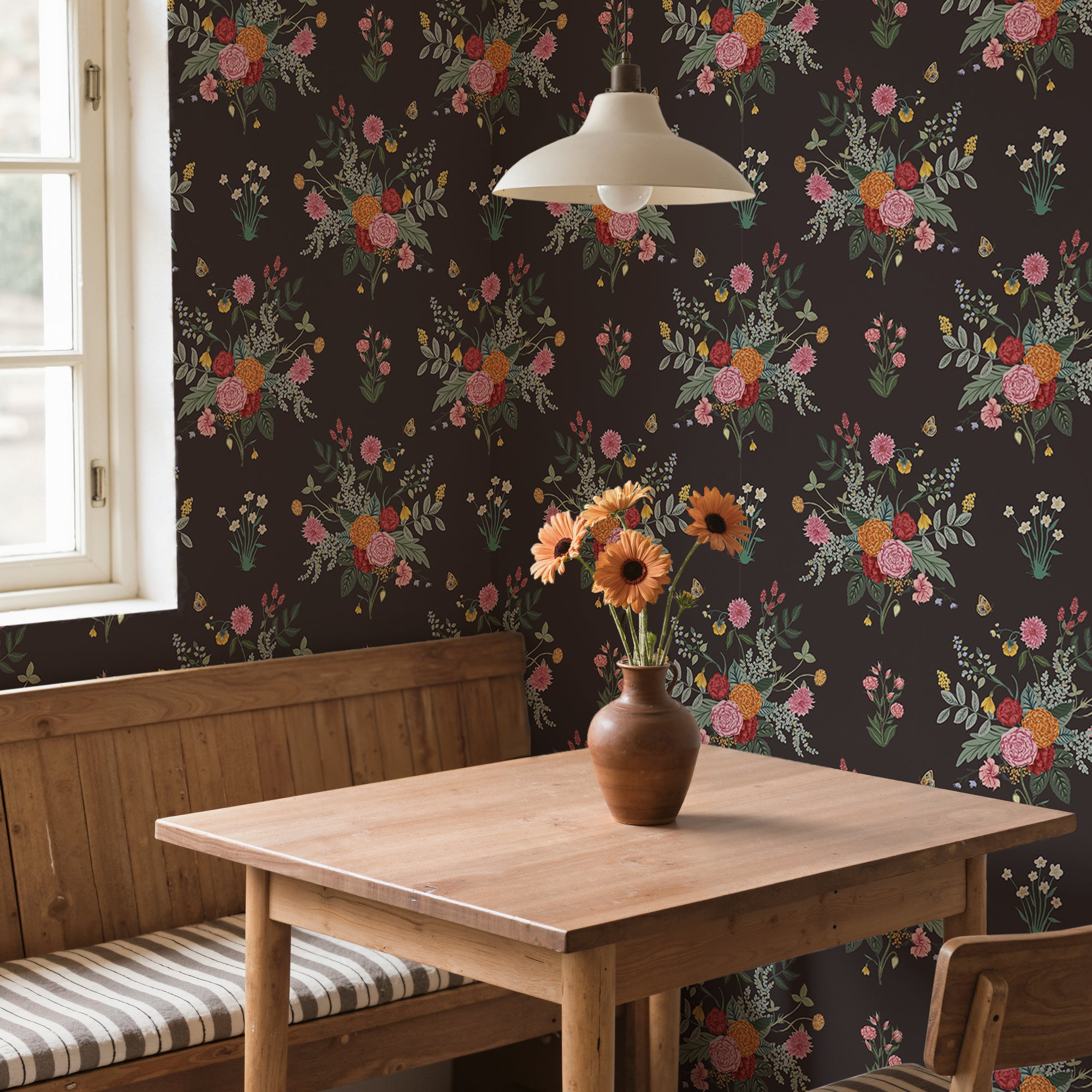 Cabbrix Waterproof Peel Stick Floral Wallpaper, Shade Bloom