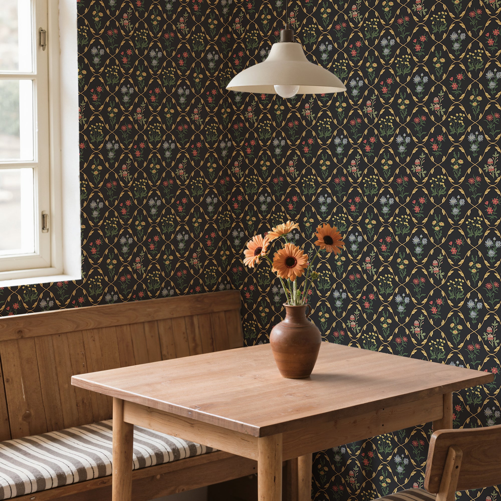 Cabbrix Waterproof Peel Stick Floral Wallpaper, Flowing Shade