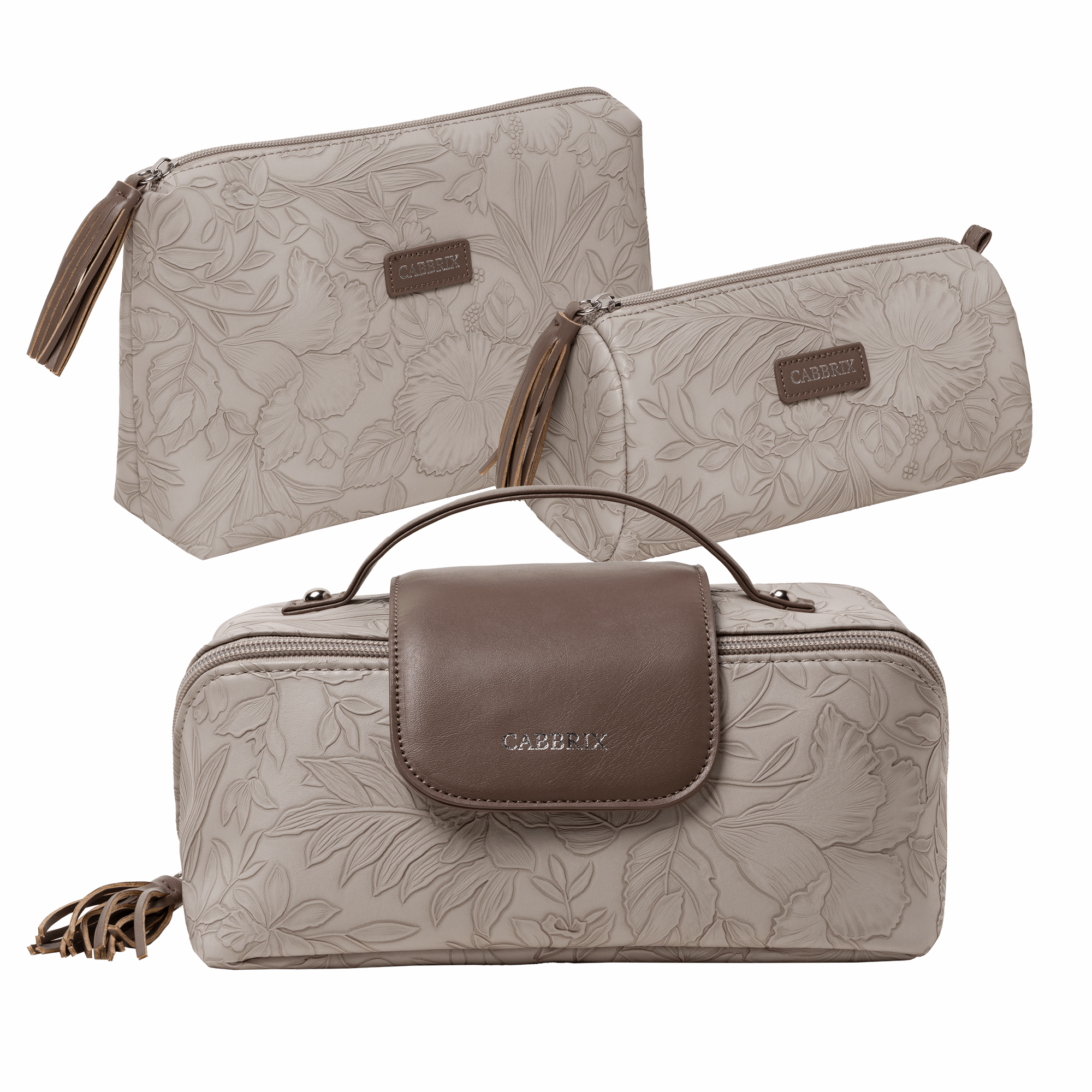 Cabbrix Travel Makeup Bag, 3 Pcs Set Large Capacity Cosmetic Bag, Apricot