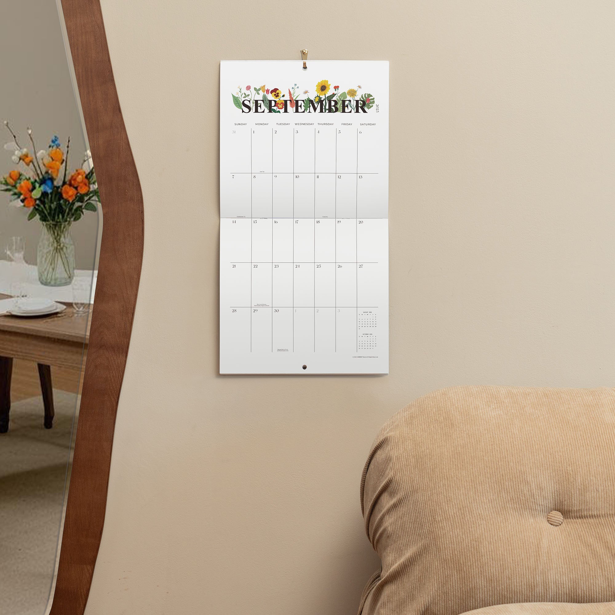 Cabbrix 2025-2026 Large Wall Calendar, Foldable, Morning Field