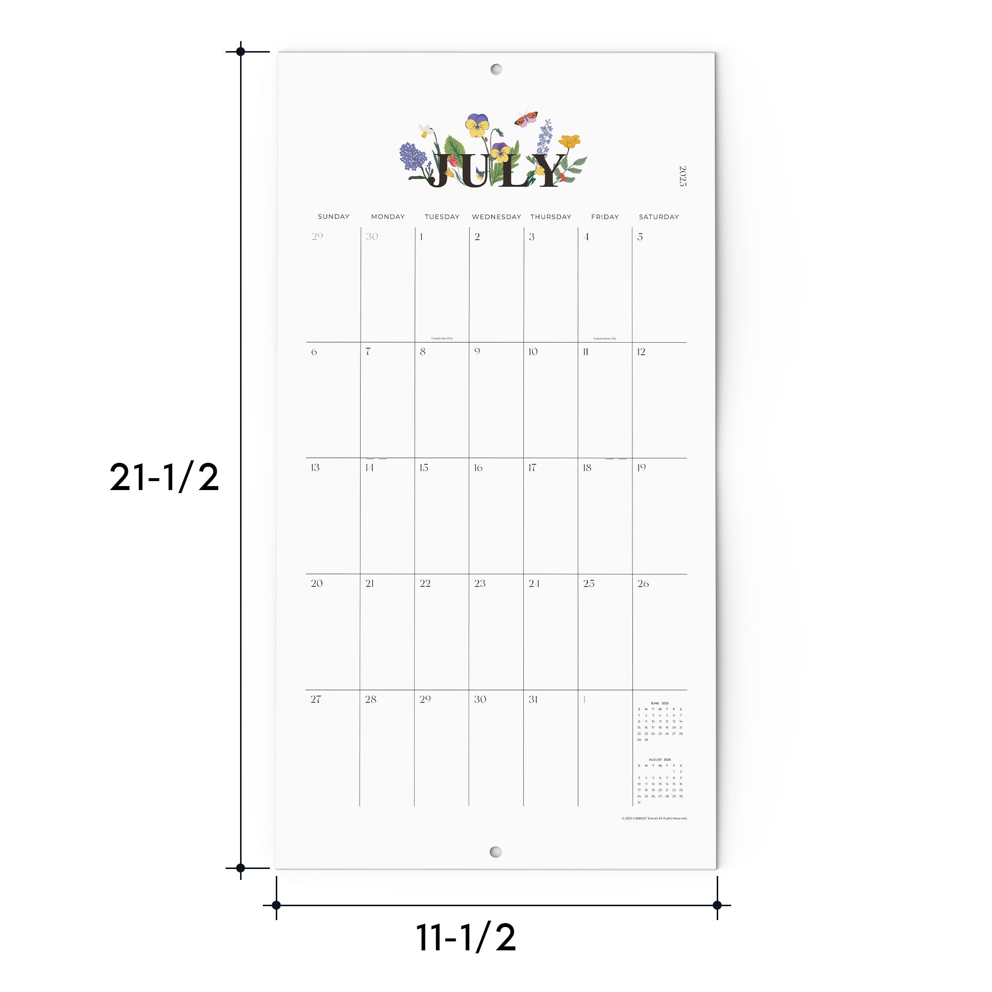 Cabbrix 2025-2026 Large Wall Calendar, Foldable, Morning Field