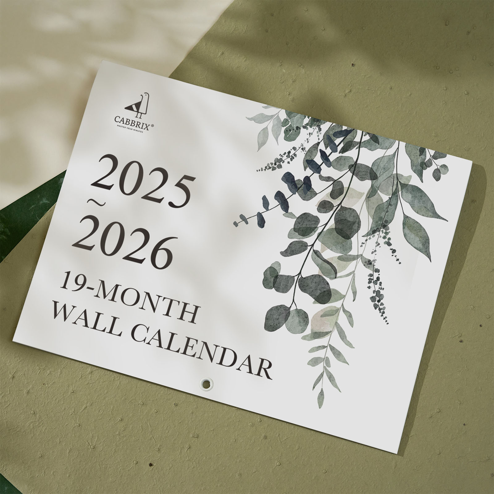 Cabbrix 2025-2026 Large Wall Calendar, Foldable, Watercolor Plant