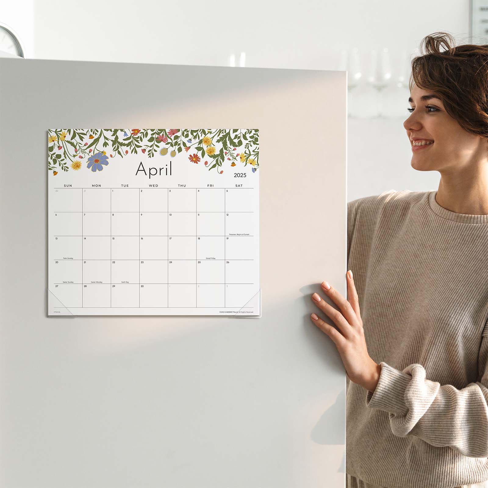 Cabbrix 2025-2026 Magnetic Calendar for Fridge, Floral Design