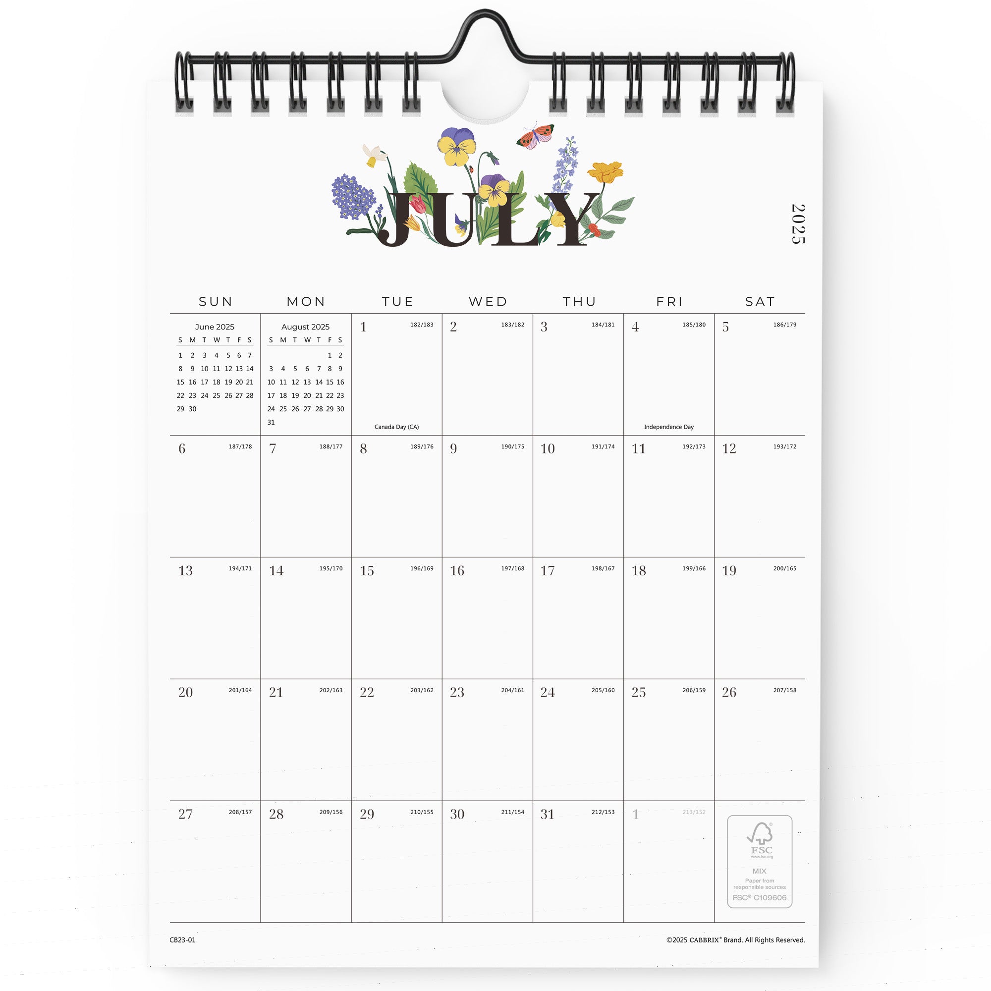 Cabbrix 2025-2026 Mini Wall Calendar, Twin-Wire Binding, Morning Field