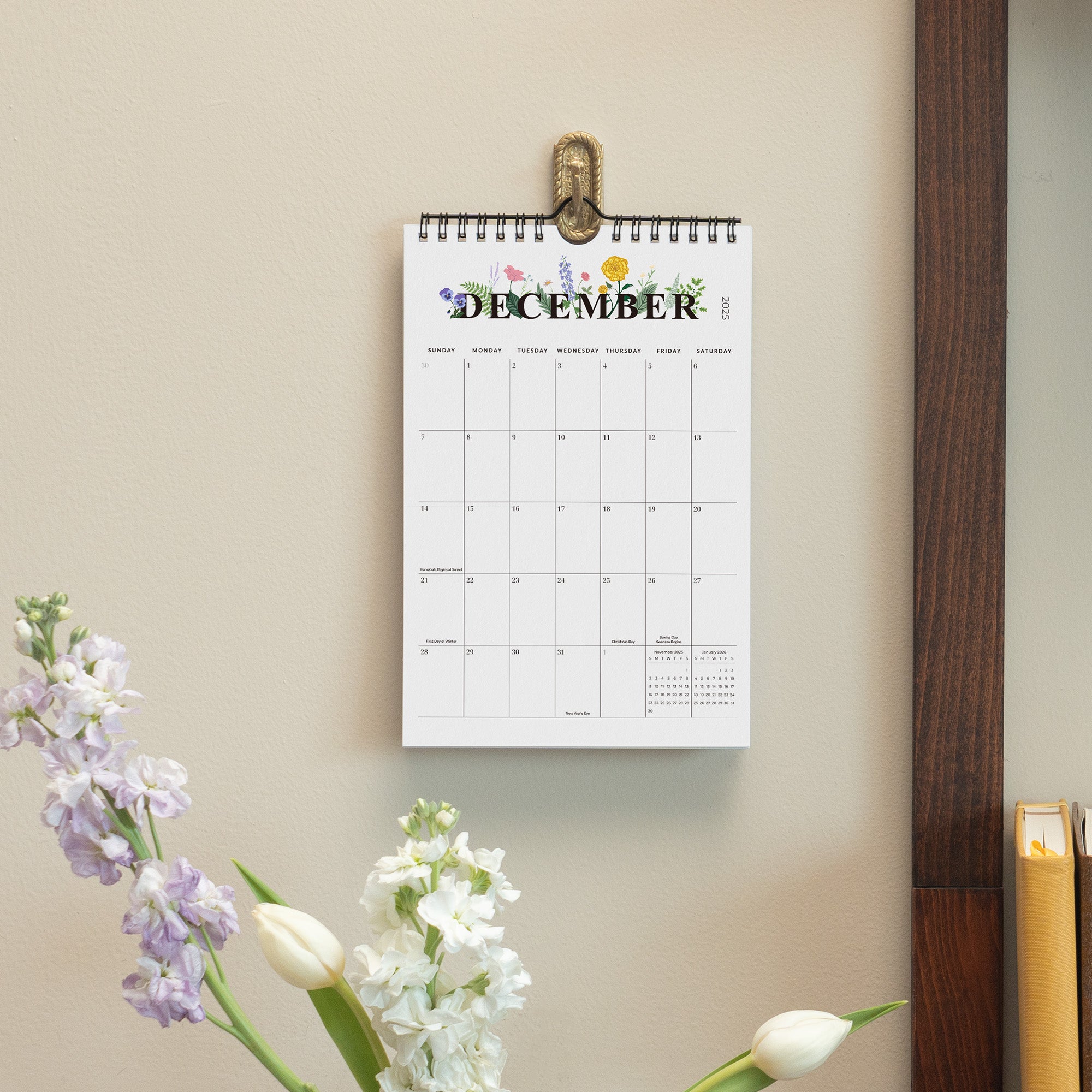 Cabbrix 2025-2026 Mini Wall Calendar, Twin-Wire Binding, Morning Field
