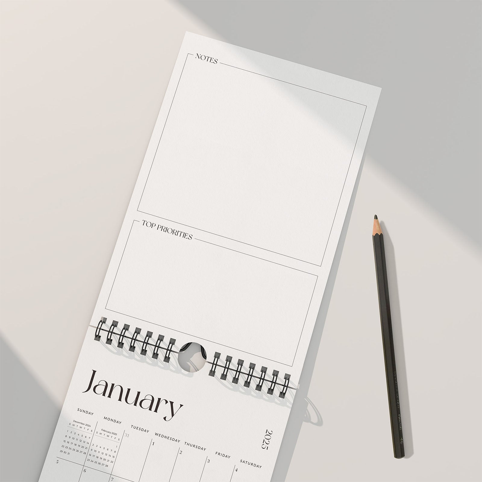 Cabbrix 2025-2026 Mini Wall Calendar, Twin-Wire Binding, Simple Design