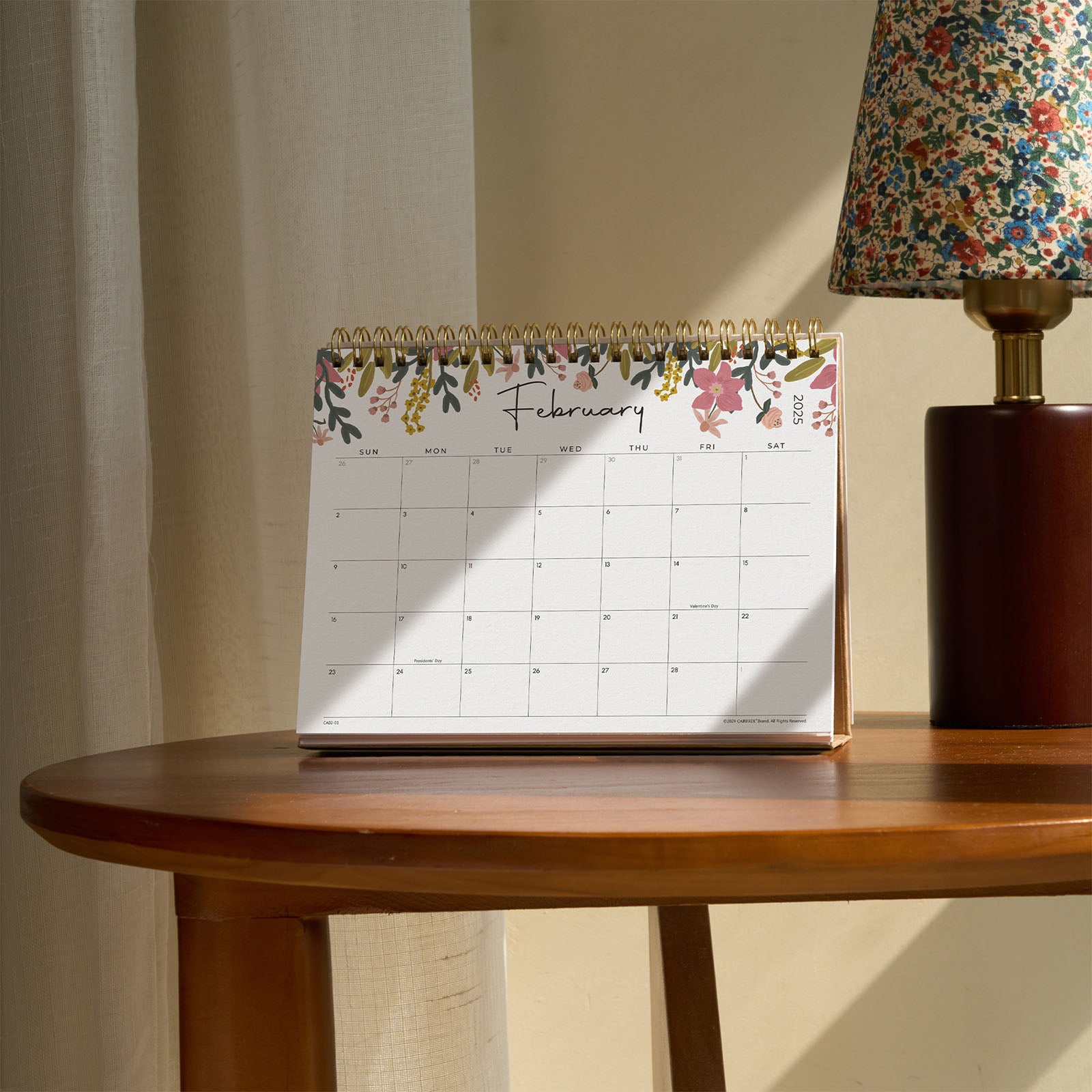 Cabbrix 2025-2026 Standing Desk Calendar, With Stickers, Floral Design