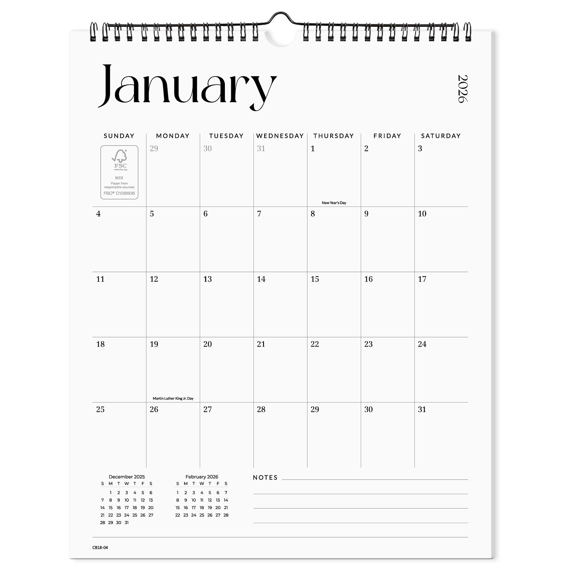 Calendar page for January 2024 with a white background