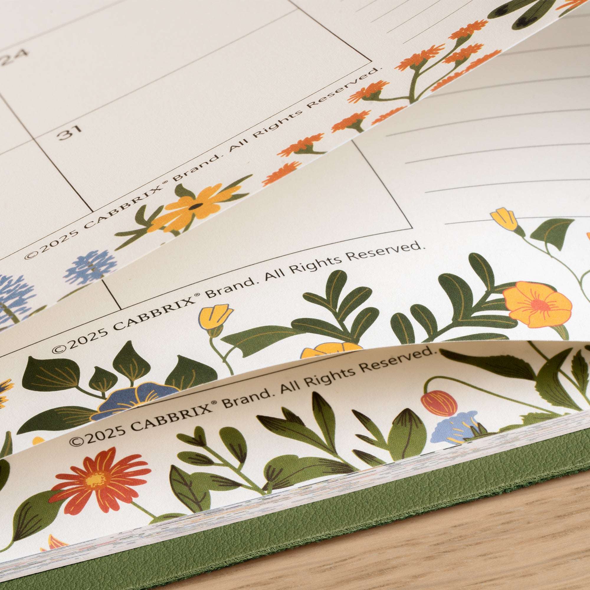 Floral design on a calendar with 'CABBRIX' branding.
