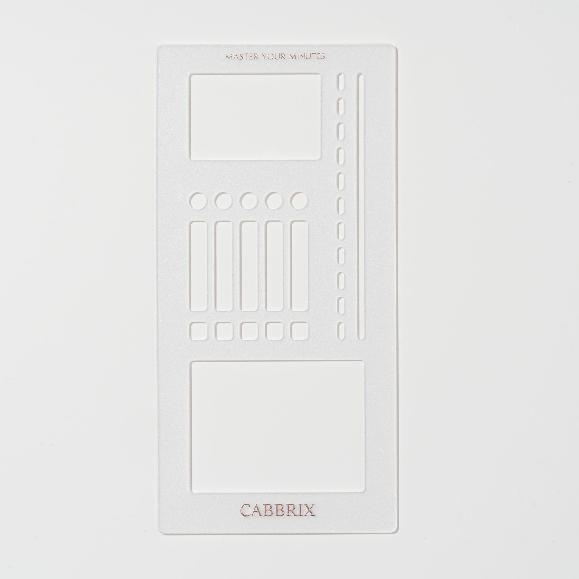 White planner cover with minimalist design and 'CABBRIX' branding on a light gray background