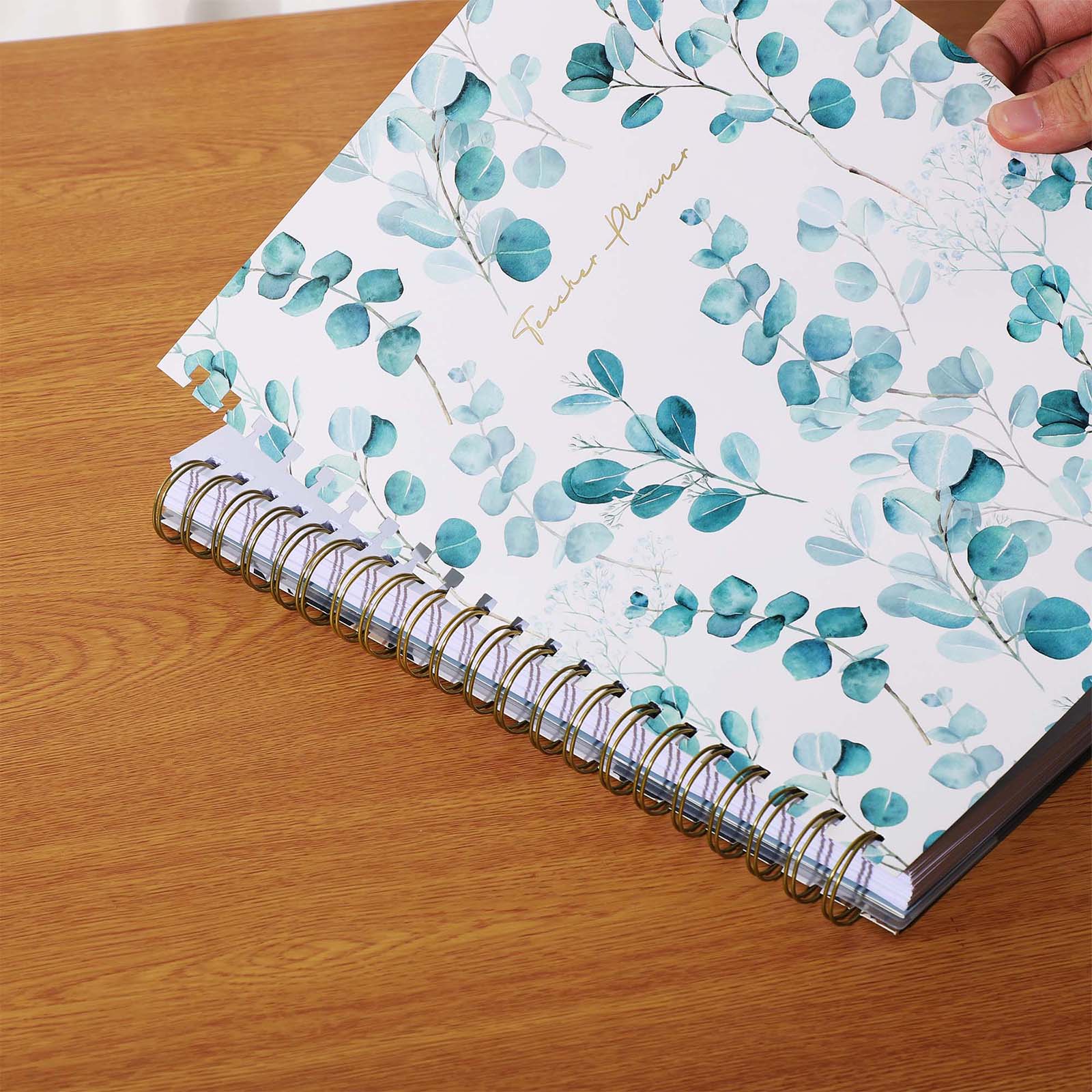 Cabbrix®, 2024-2025 Weekly Monthly Teacher Lesson Planner, 8.5"L×11"W, Spiral Bound, Botanical Elements