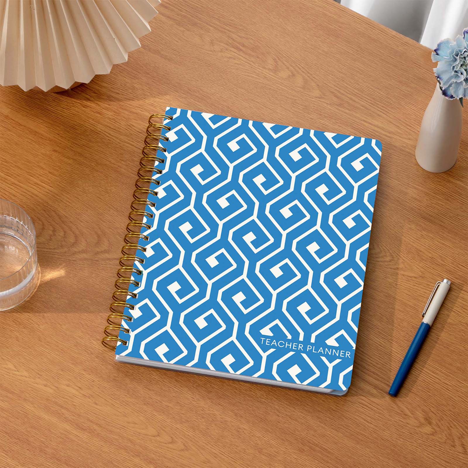 Cabbrix®, 2024-2025 Weekly Monthly Teacher Lesson Planner, 8.5"L×11"W, Spiral Bound, Geometric Style