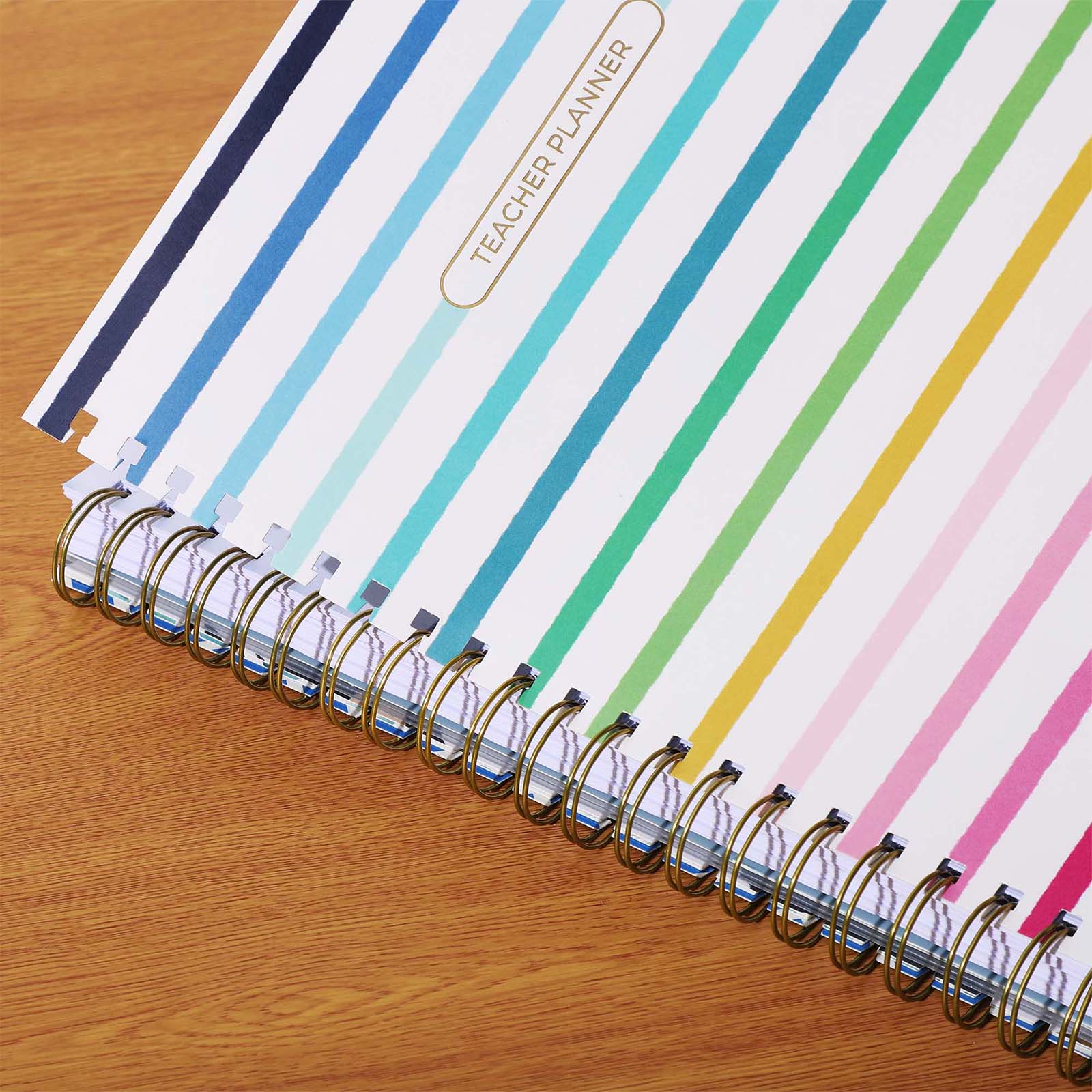 Cabbrix®, 2024-2025 Weekly Monthly Teacher Lesson Planner, 8.5"L×11"W, Spiral Bound, Rainbow Style