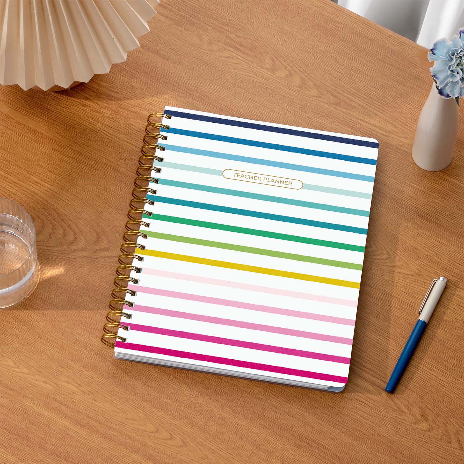 Cabbrix®, 2024-2025 Weekly Monthly Teacher Lesson Planner, 8.5"L×11"W, Spiral Bound, Rainbow Style