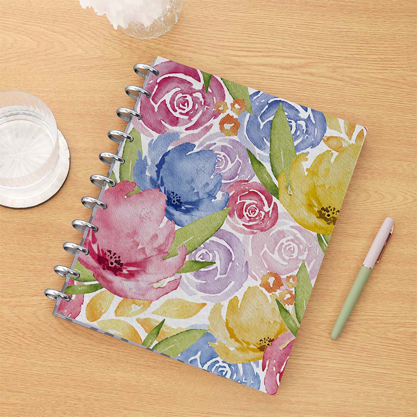 Cabbrix®, 2024-2025 Weekly Planner, Academic Planner, 8.5"L×11"W, Premium Disc Bound, Watercolor Flower