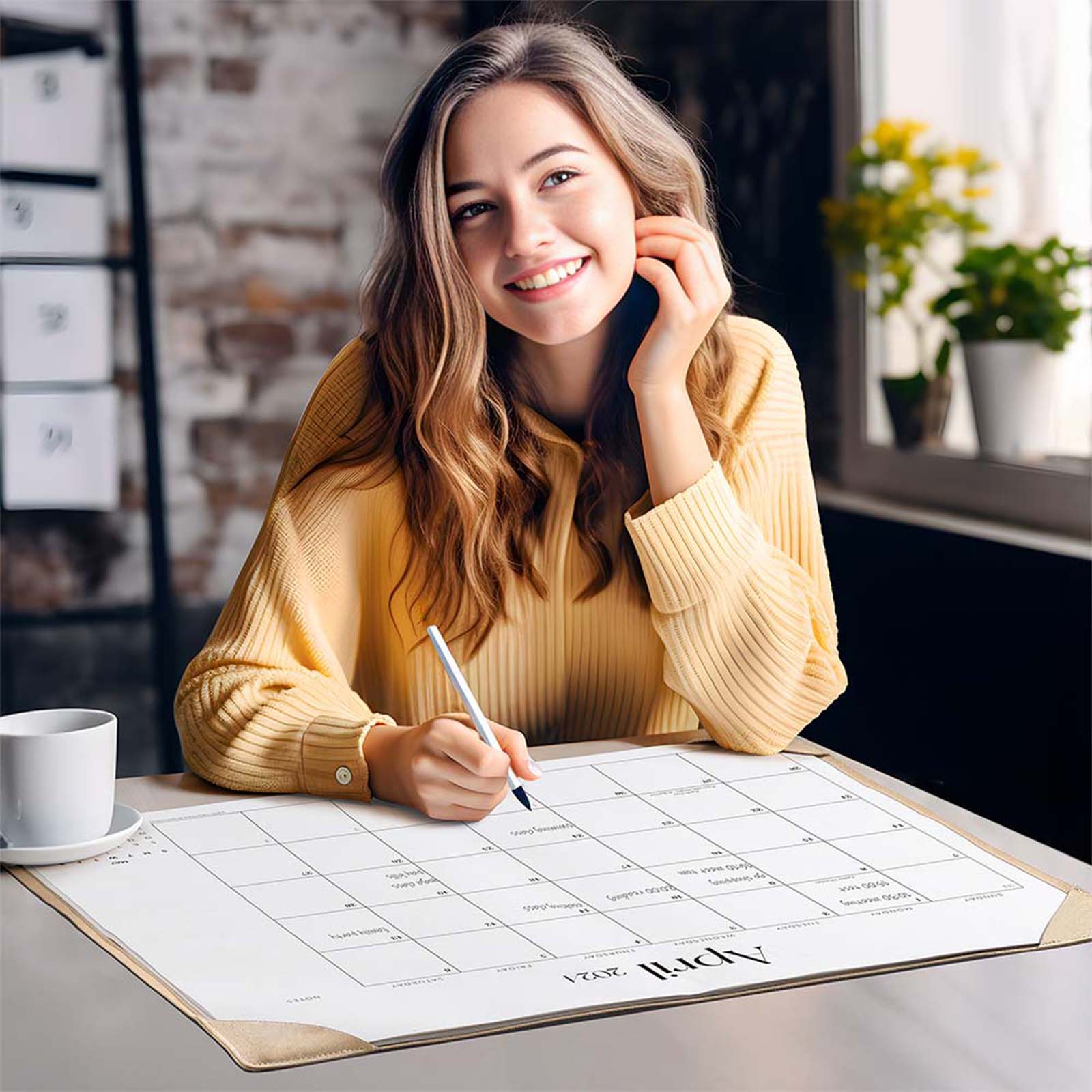 Cabbrix_Jul_2024-Dec_2025_Desk_Calendar_Large_21_Lx16.5_W_Simplicity_Style_Apricot