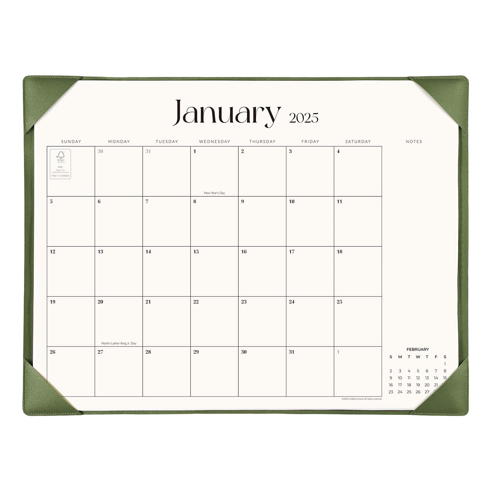 Simplified Desk Calendar Back Board, Green